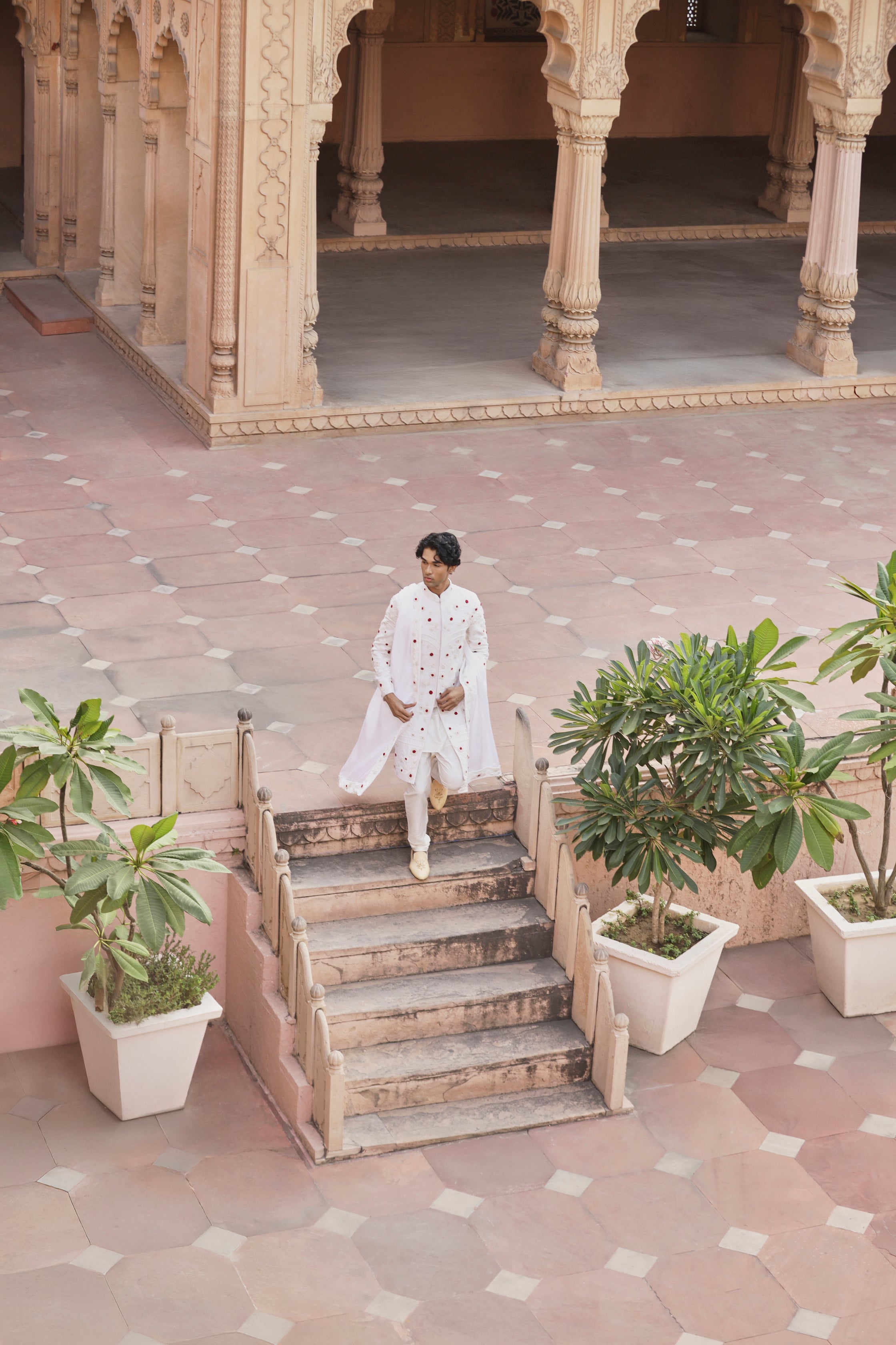 Raas “Sutra Utsav” Ivory 3D Sherwani