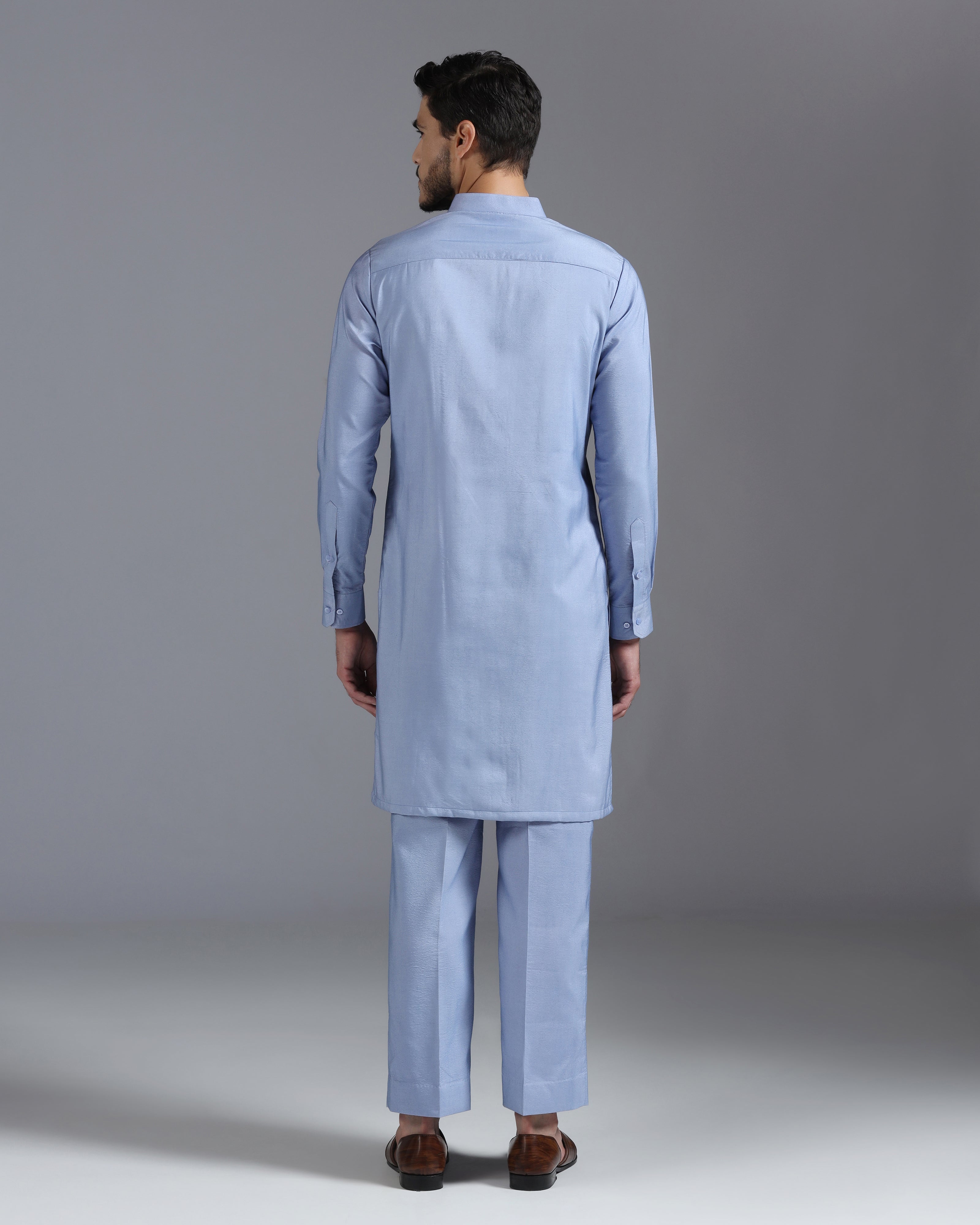 Powder Blue Hand-Embroidered Kurta Set