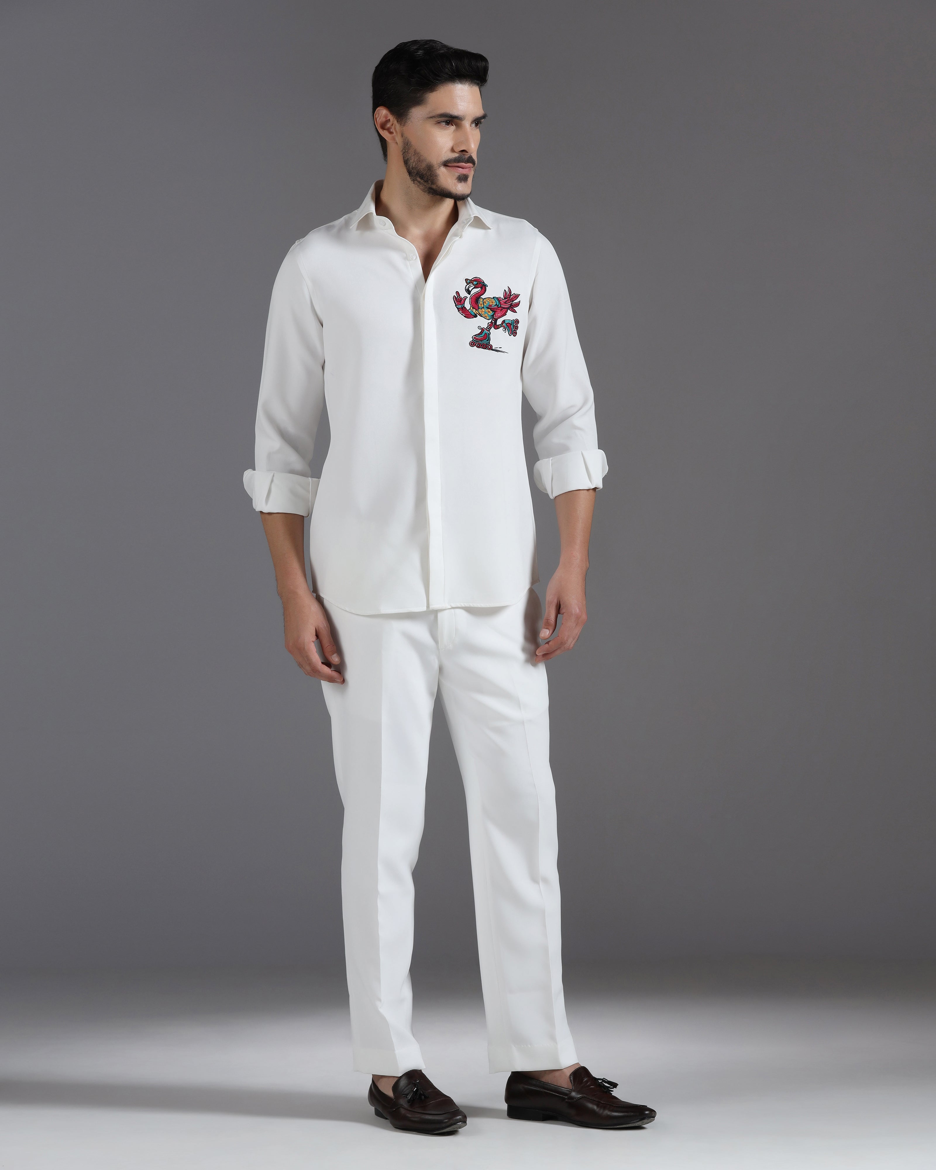 “Roller Bird” White Co-ord Set