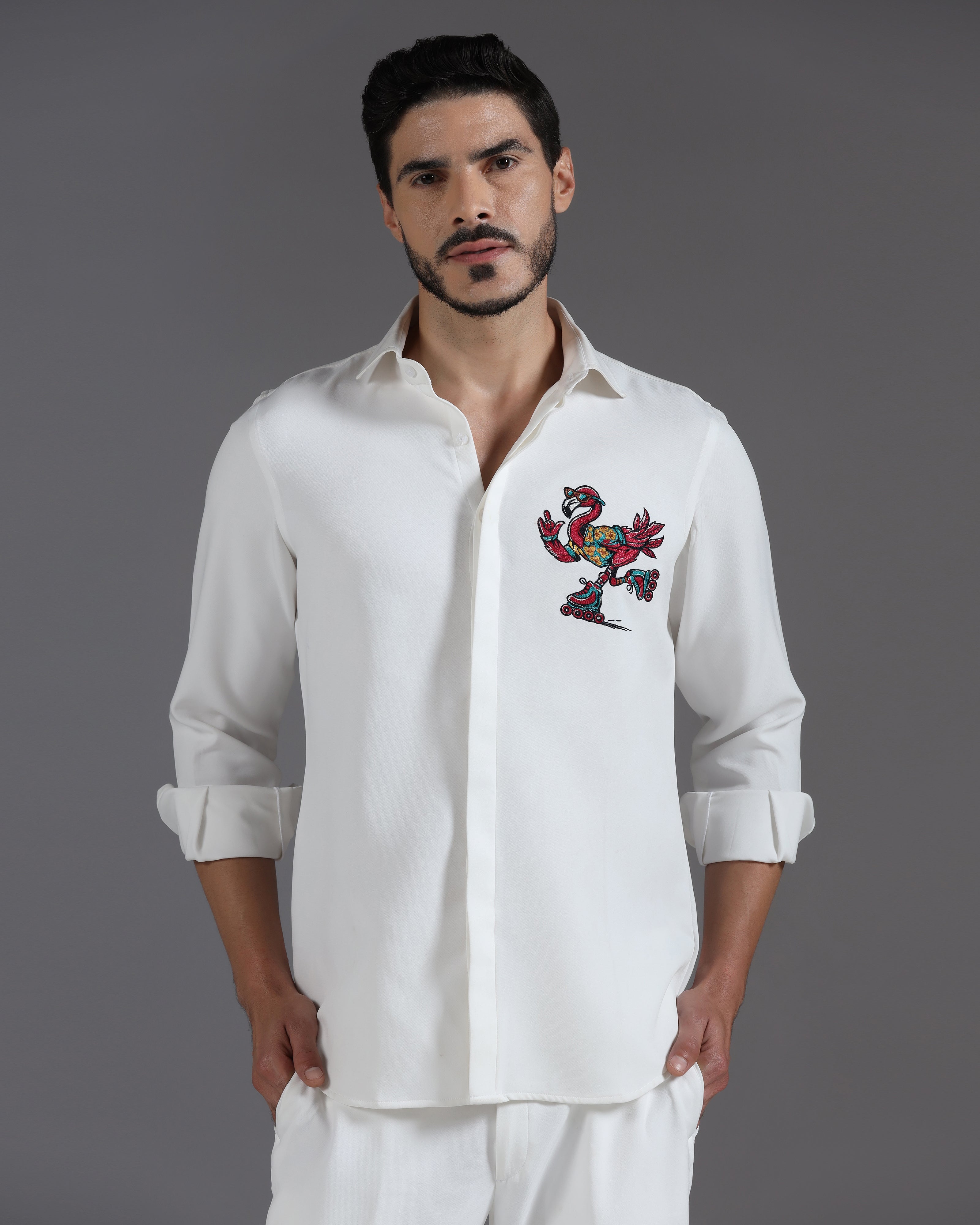 “Roller Bird” White Co-ord Set