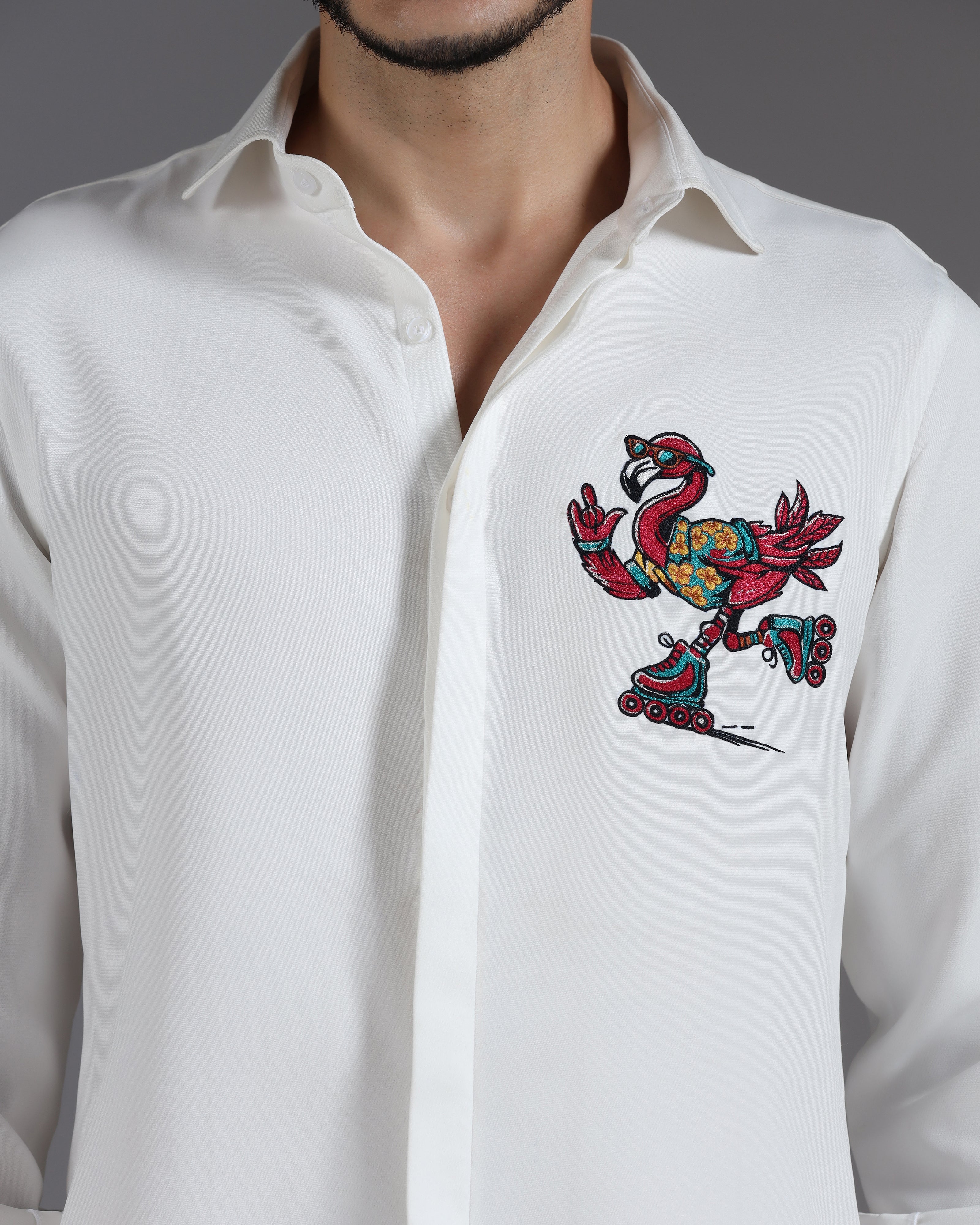 “Roller Bird” White Co-ord Set