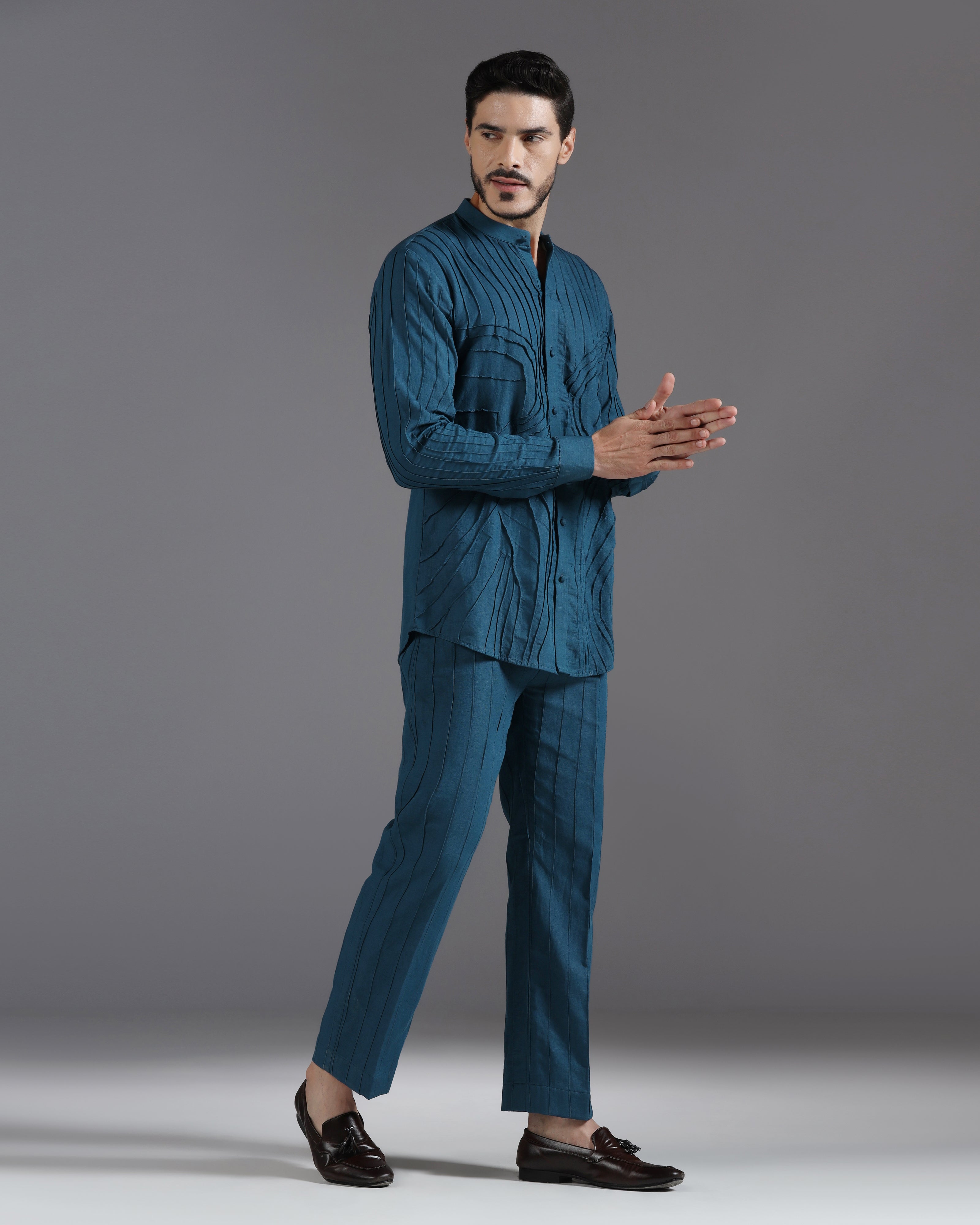 Ocean Teal Pintuck Textured Co-ord Set