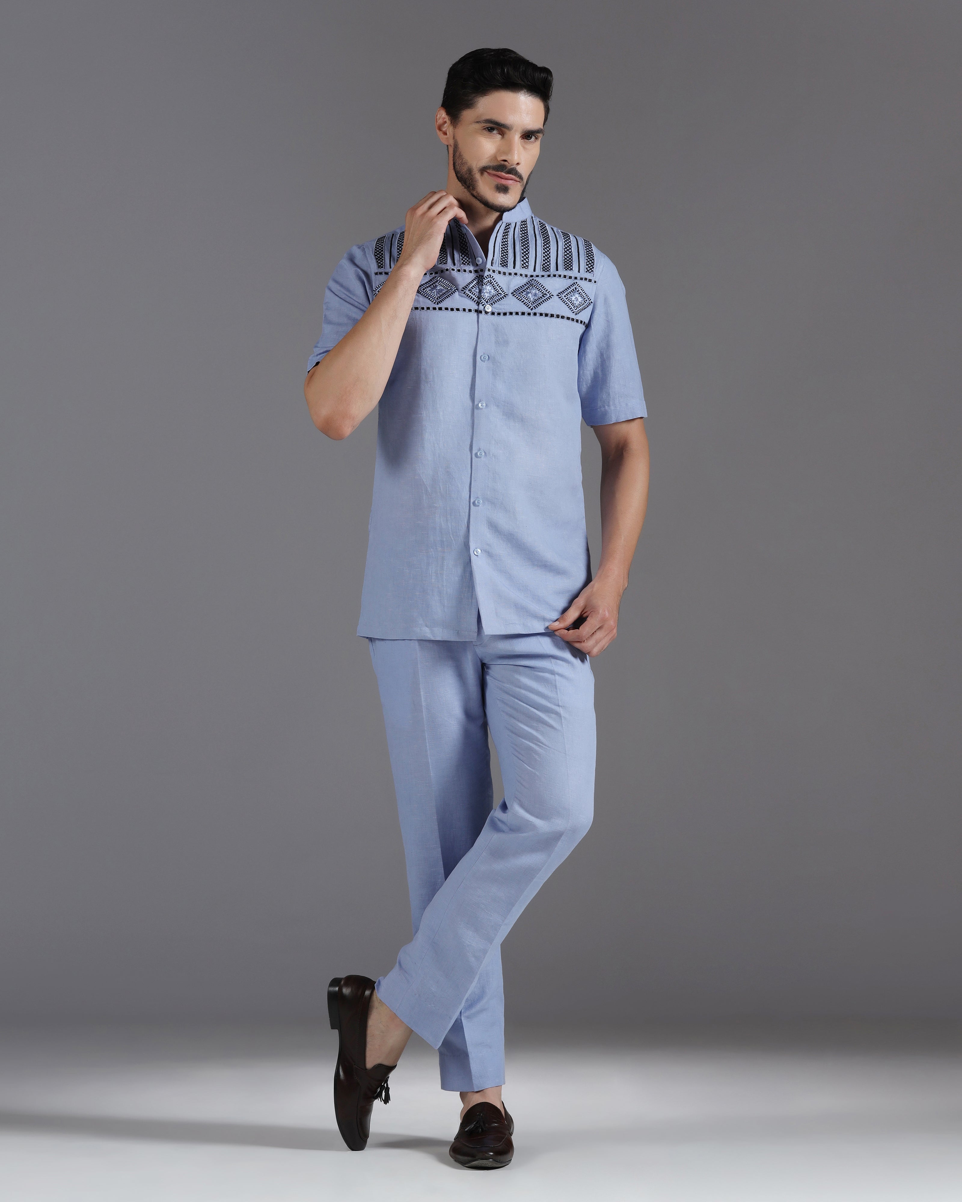 Periwinkle Prism Cotton Linen Co-ord Set