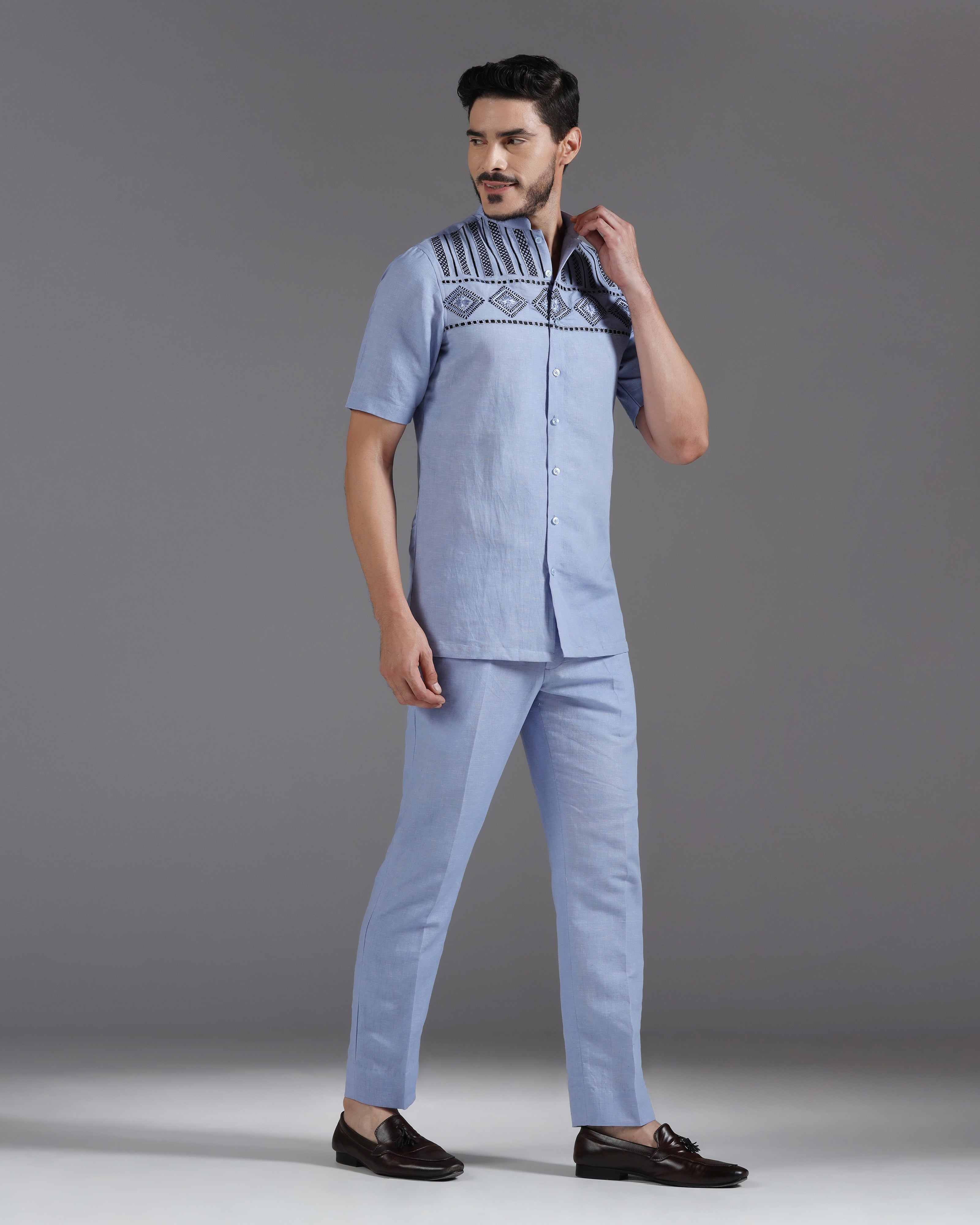 Periwinkle Prism Cotton Linen Co-ord Set