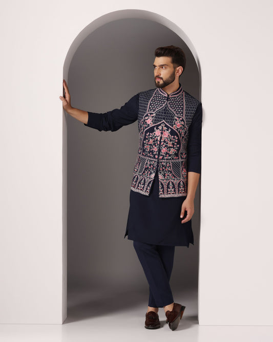 Blue Elegance Nehru Jacket Ensemble