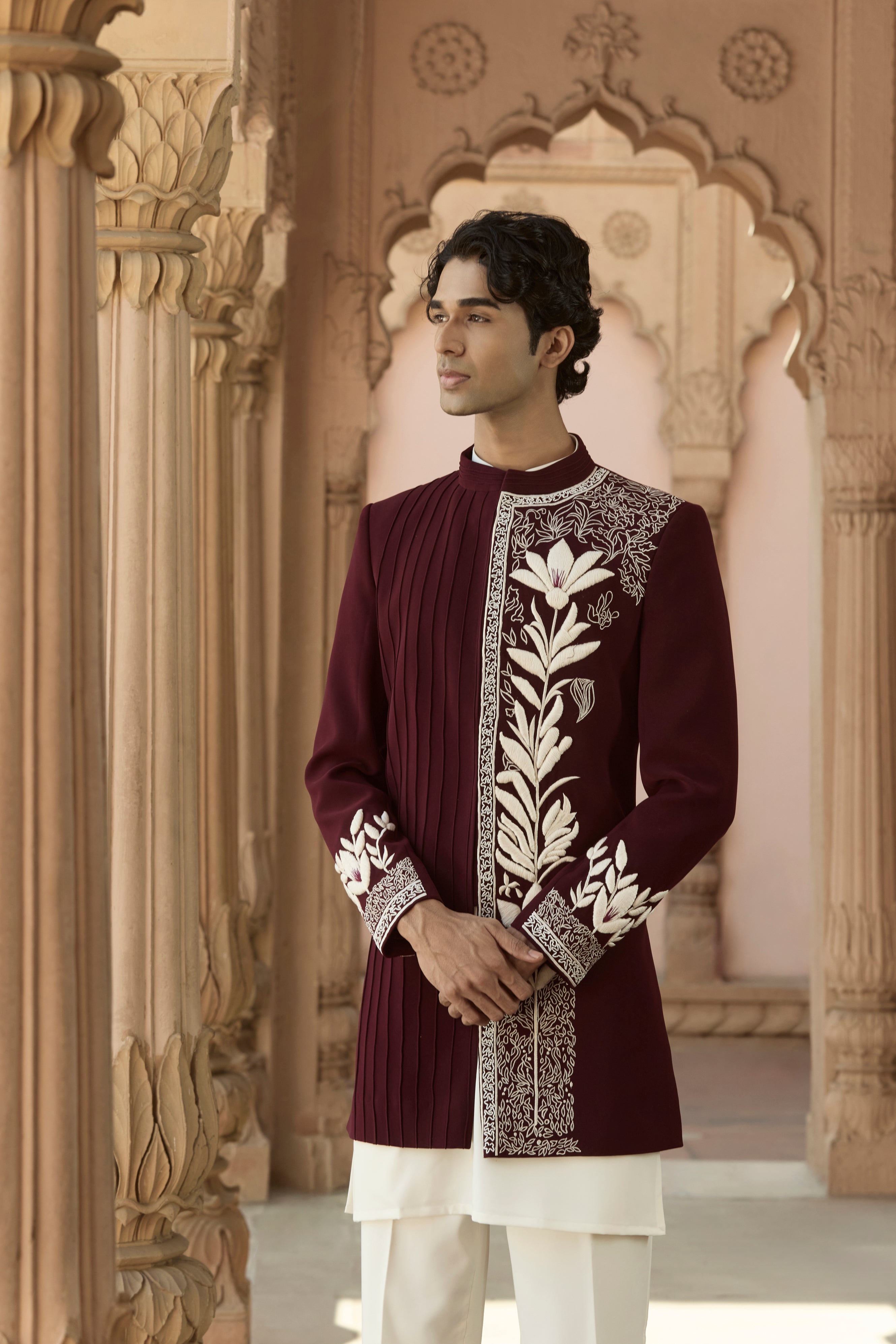 Raas “Gati Rekha” Maroon Indo-Western