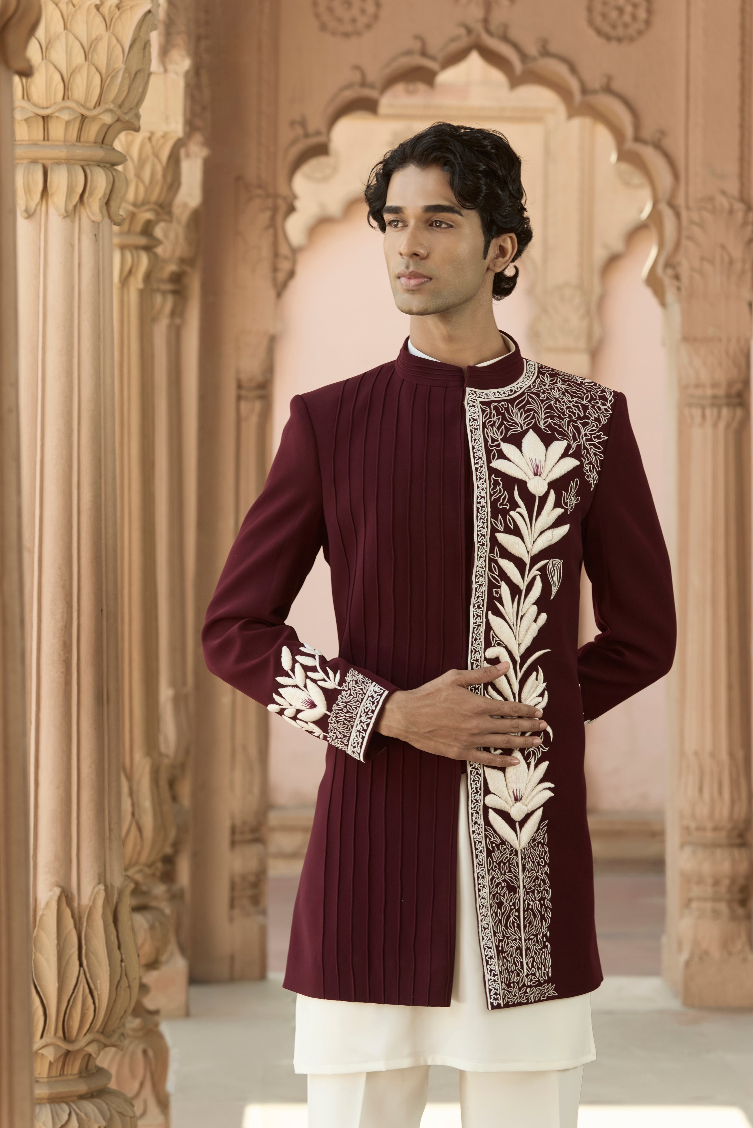 Raas “Gati Rekha” Maroon Indo-Western