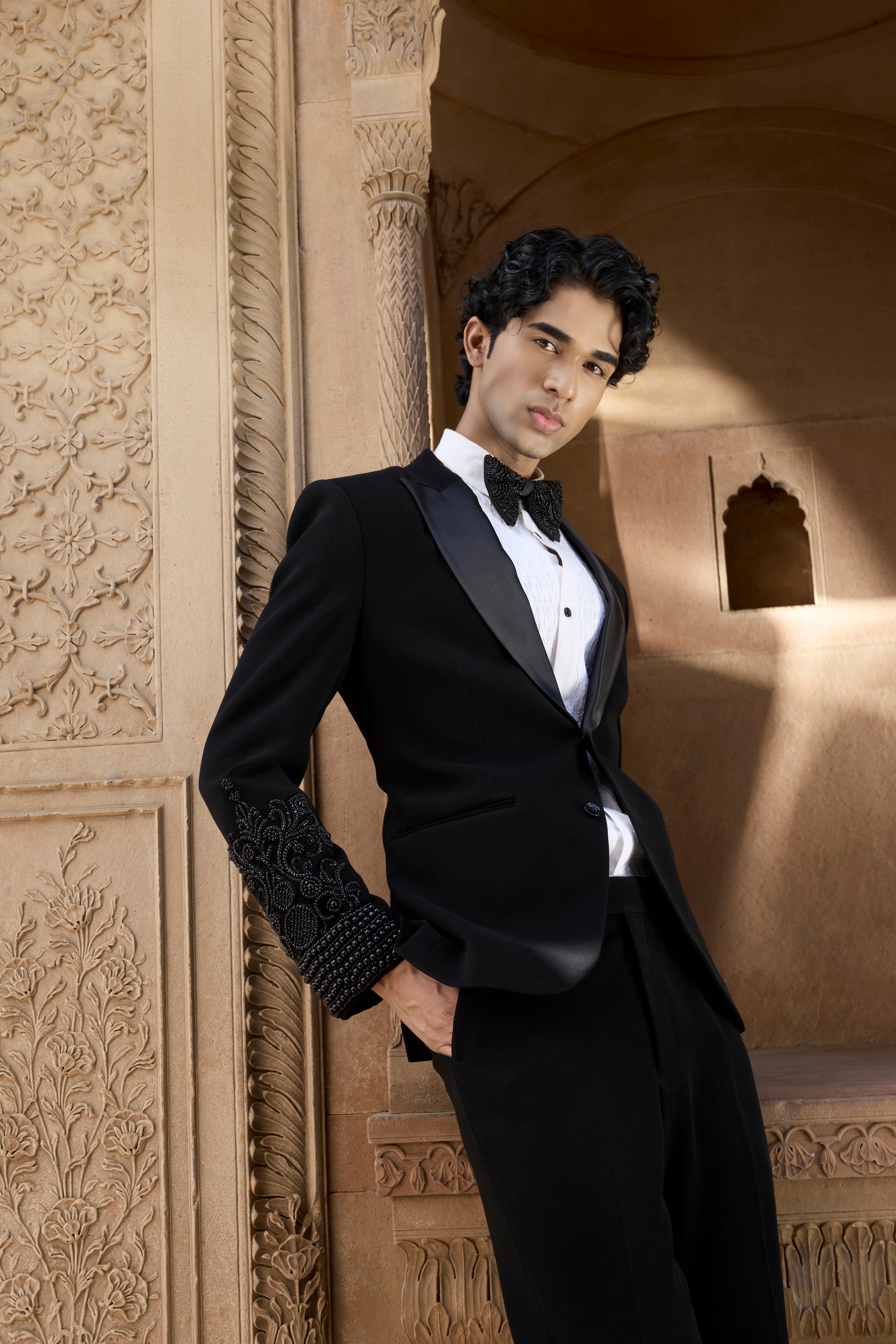 Raas “Shyam Kalā” Noir Beaded Cuff Tuxedo