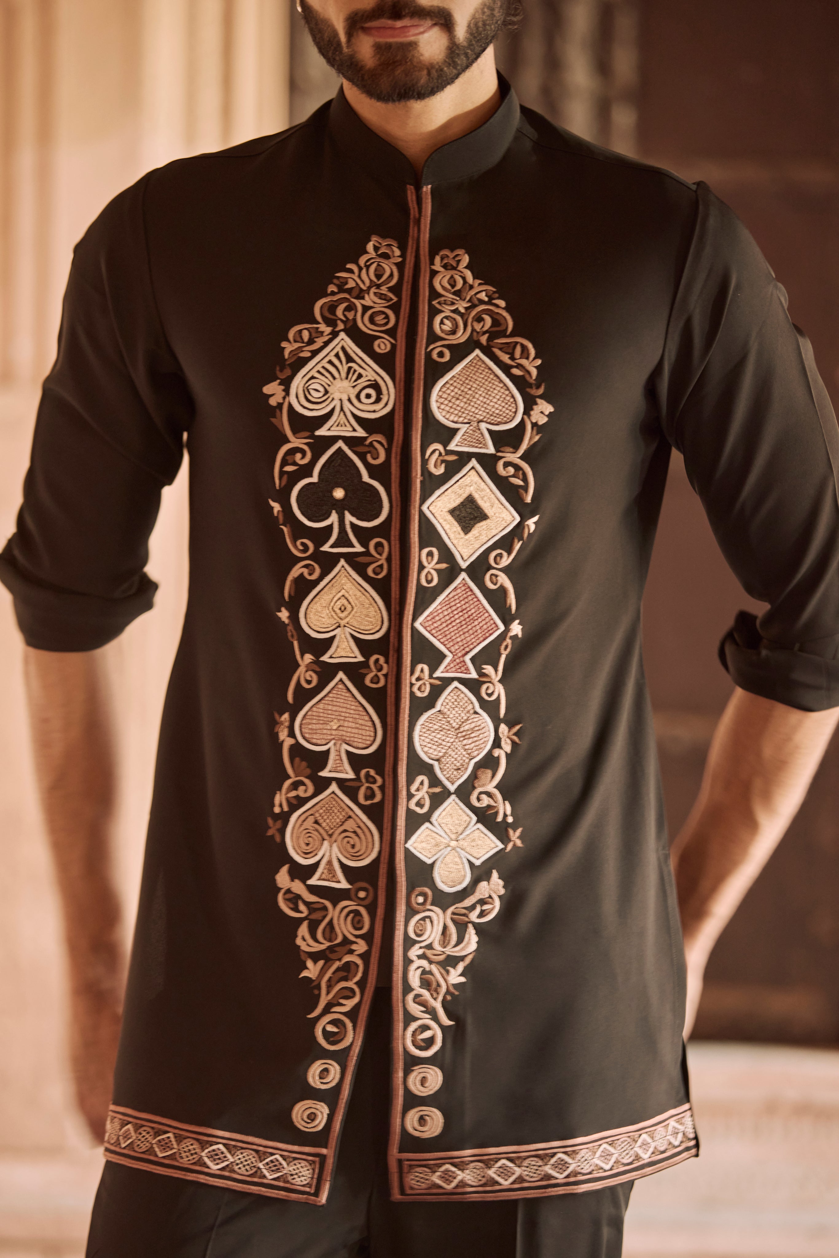 Raas “Manoranjan Sutra” Black Short Kurta