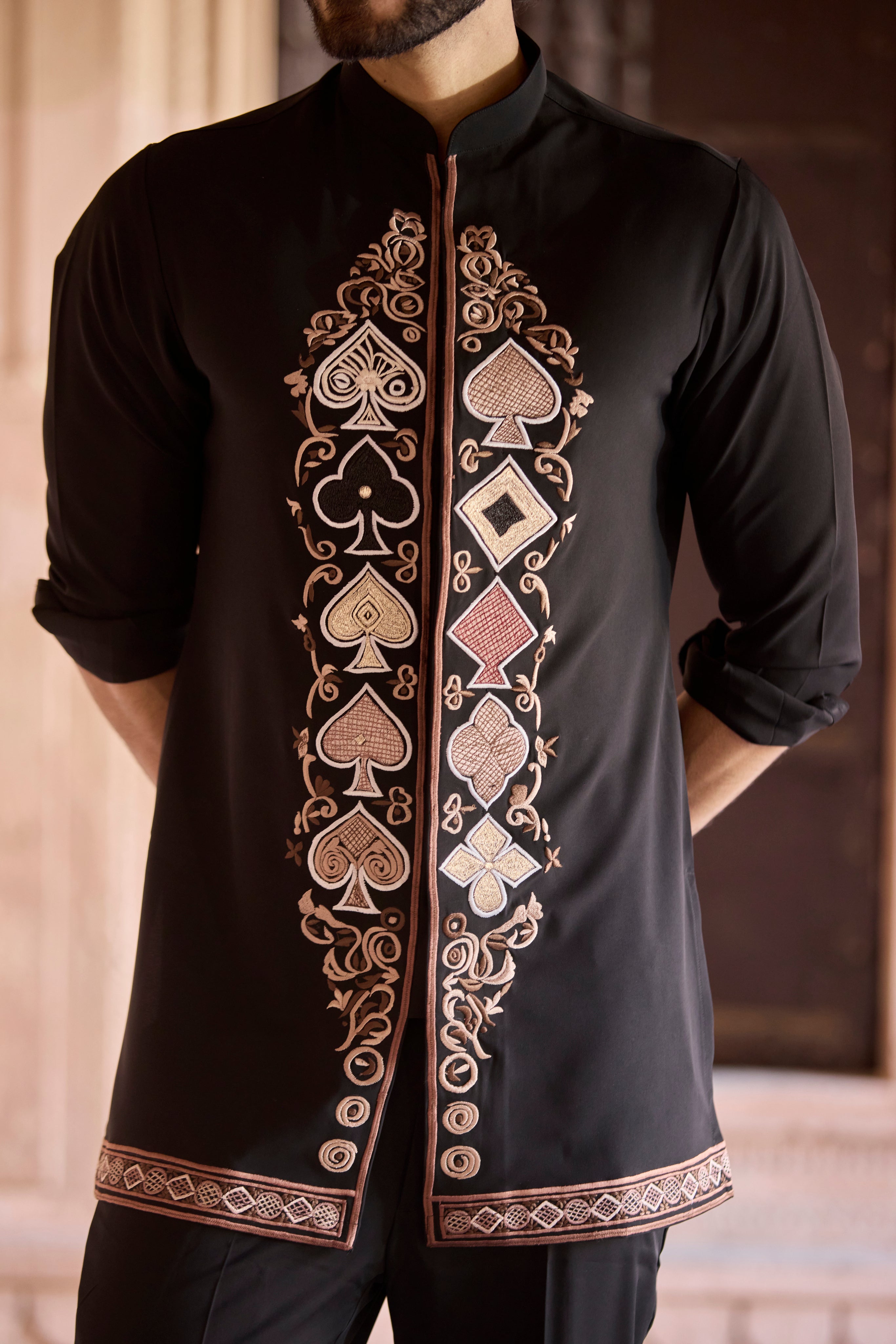 Raas “Manoranjan Sutra” Black Short Kurta