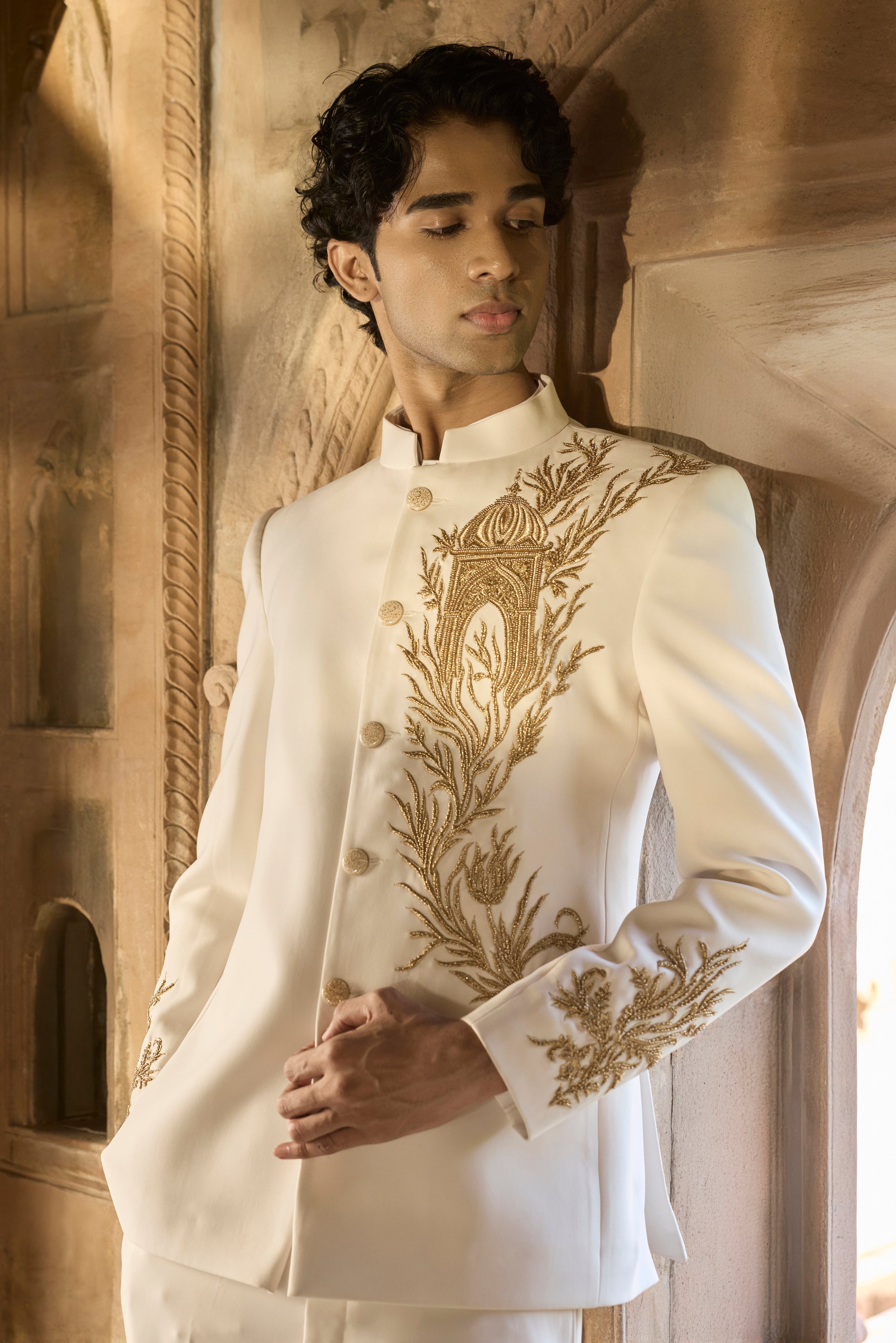 Raas “Swarn Prabhat” Ivory Gold Bandhgala