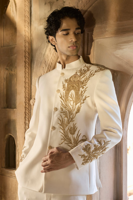Raas “Swarn Prabhat” Ivory Gold Bandhgala
