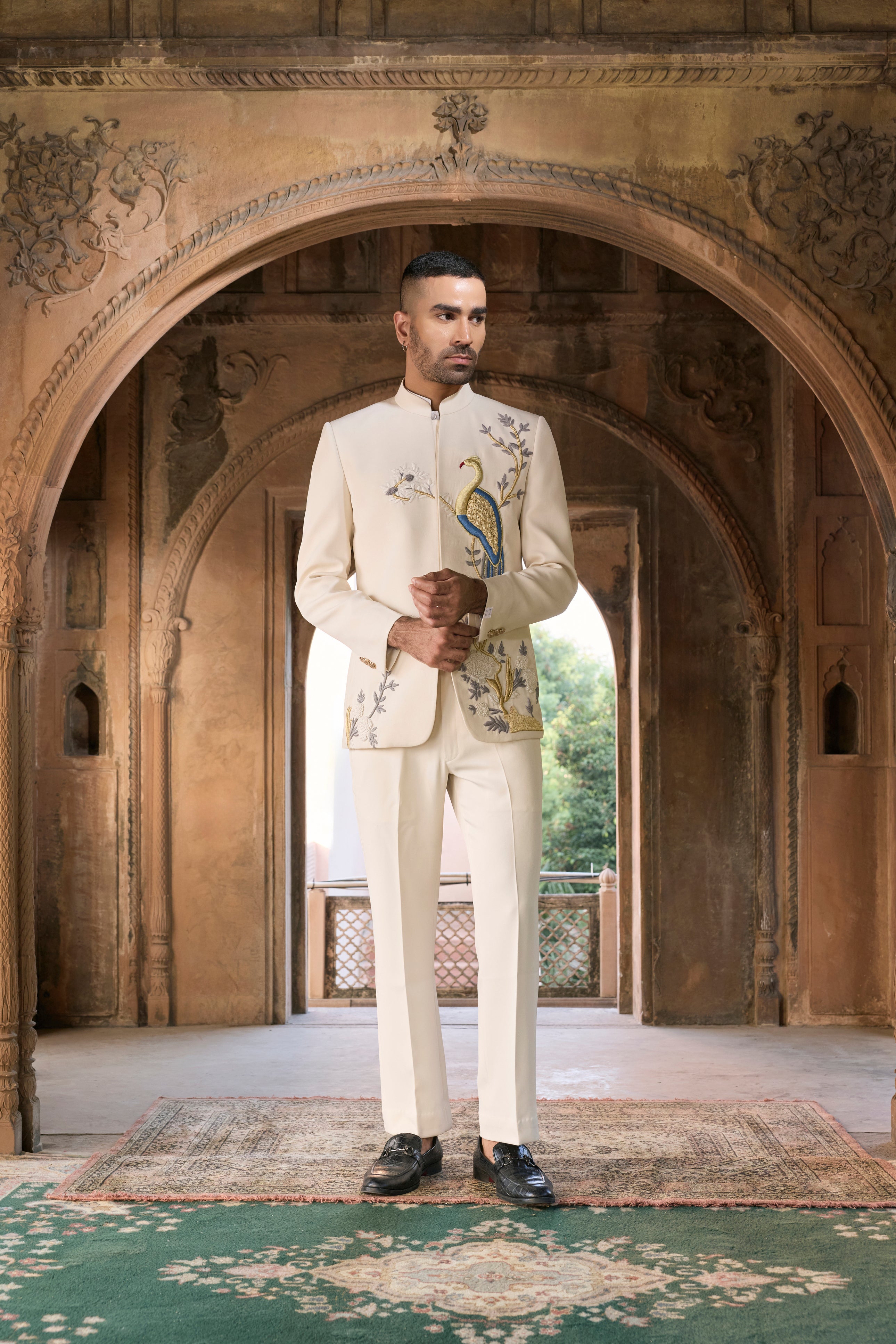 Raas “Ivory Mayura Royale” 3D Bandhgala