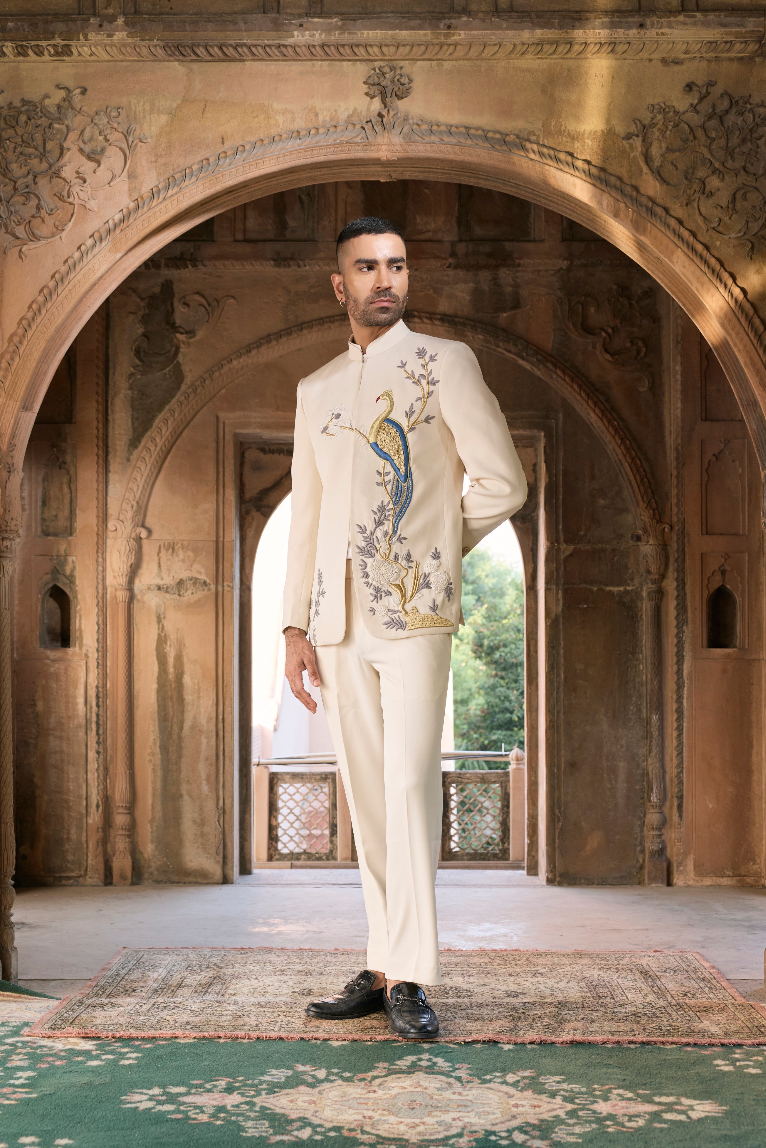 Raas “Ivory Mayura Royale” 3D Bandhgala