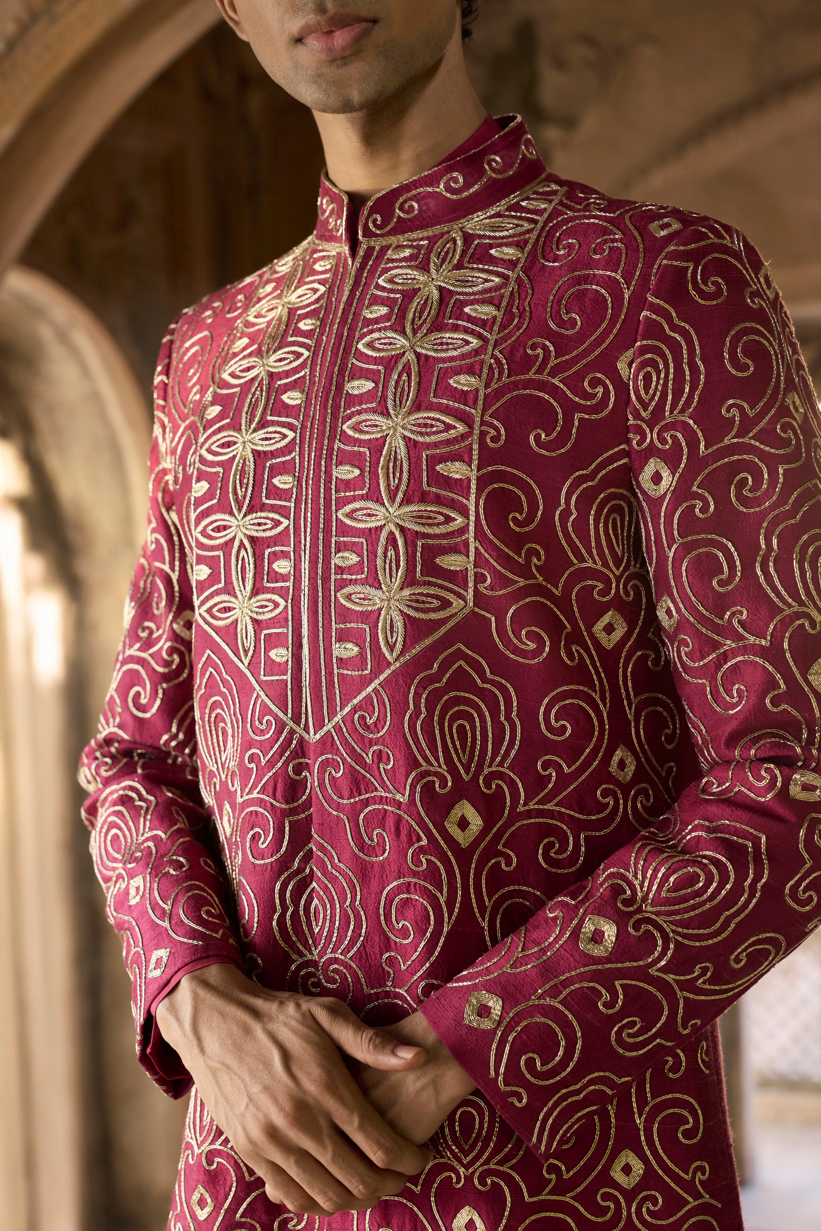 Raas “Veer Ras” Wine Sherwani