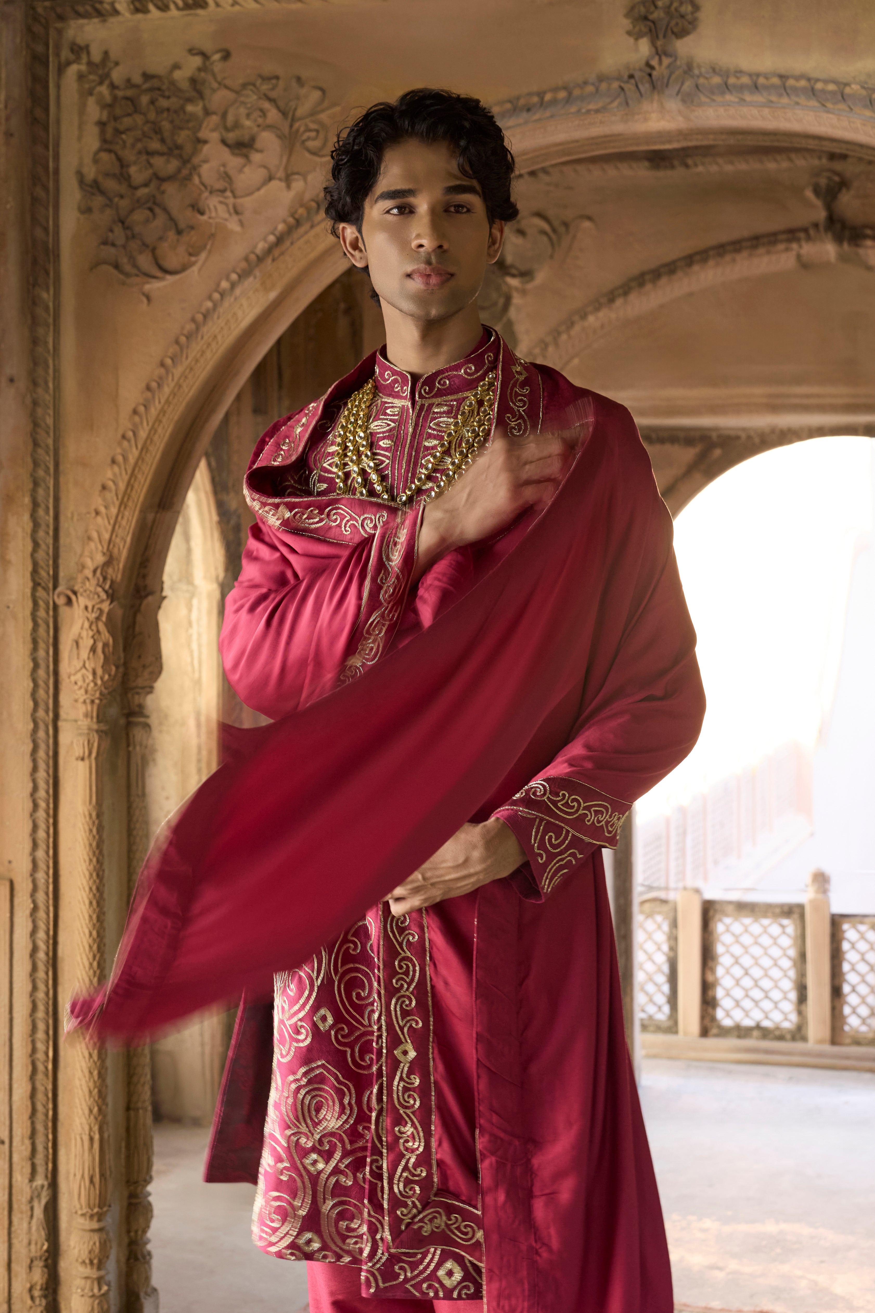 Raas “Veer Ras” Wine Sherwani