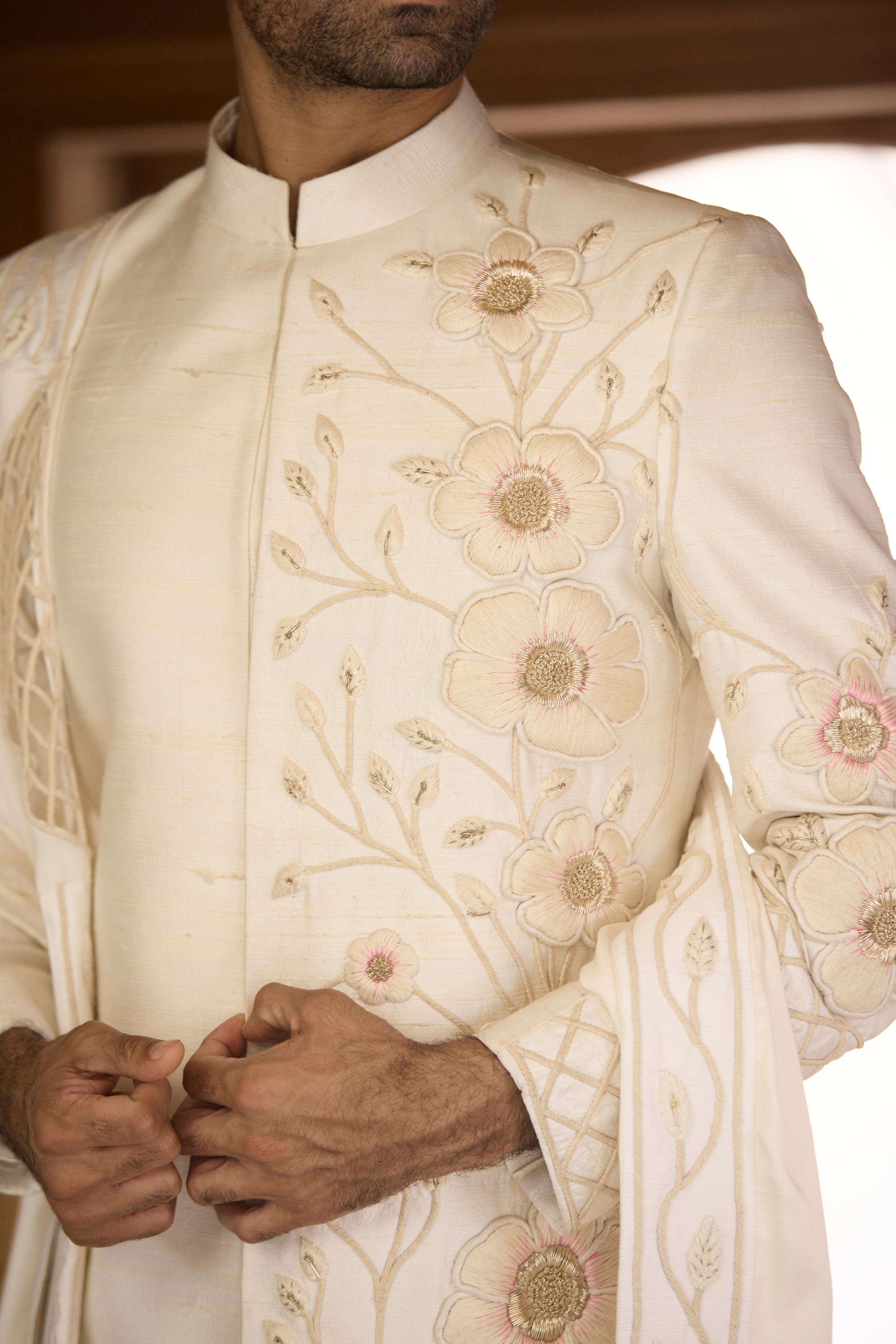 Raas “Divya Saumya” Ivory 3D Sherwani
