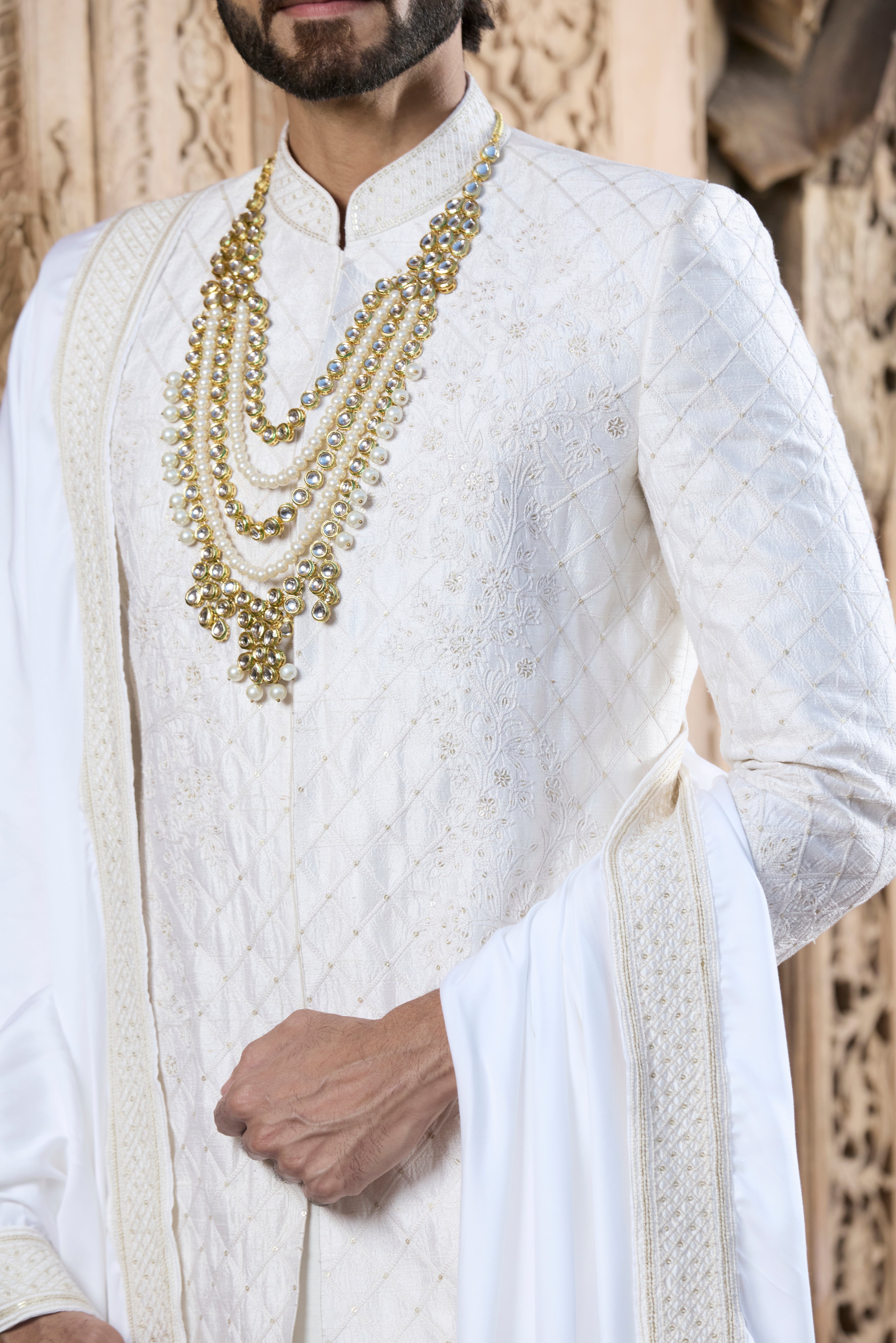 Raas “Shvet Nritya” Ivory Dori Sherwani