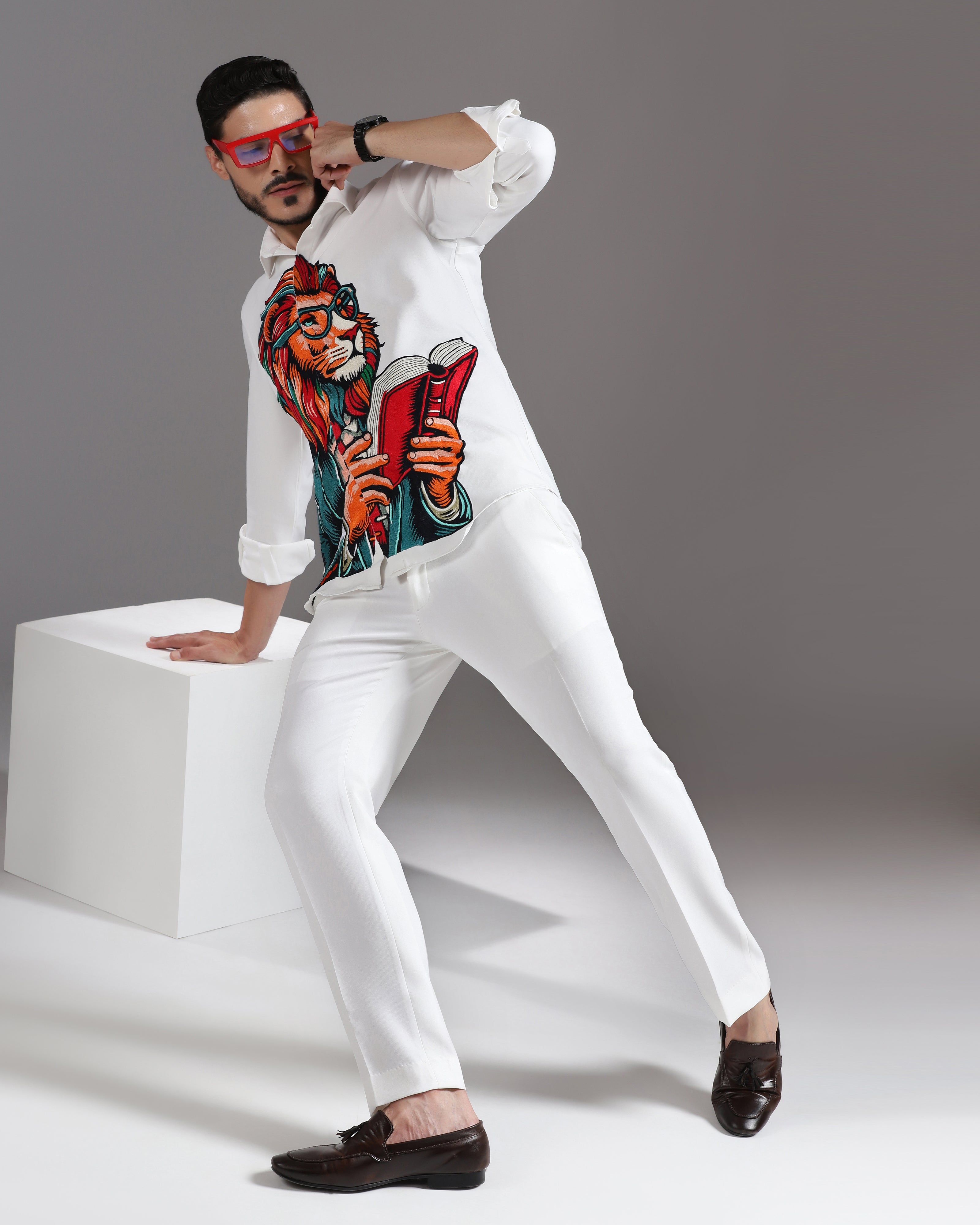 “The Scholar Lion” White Co-ord Set