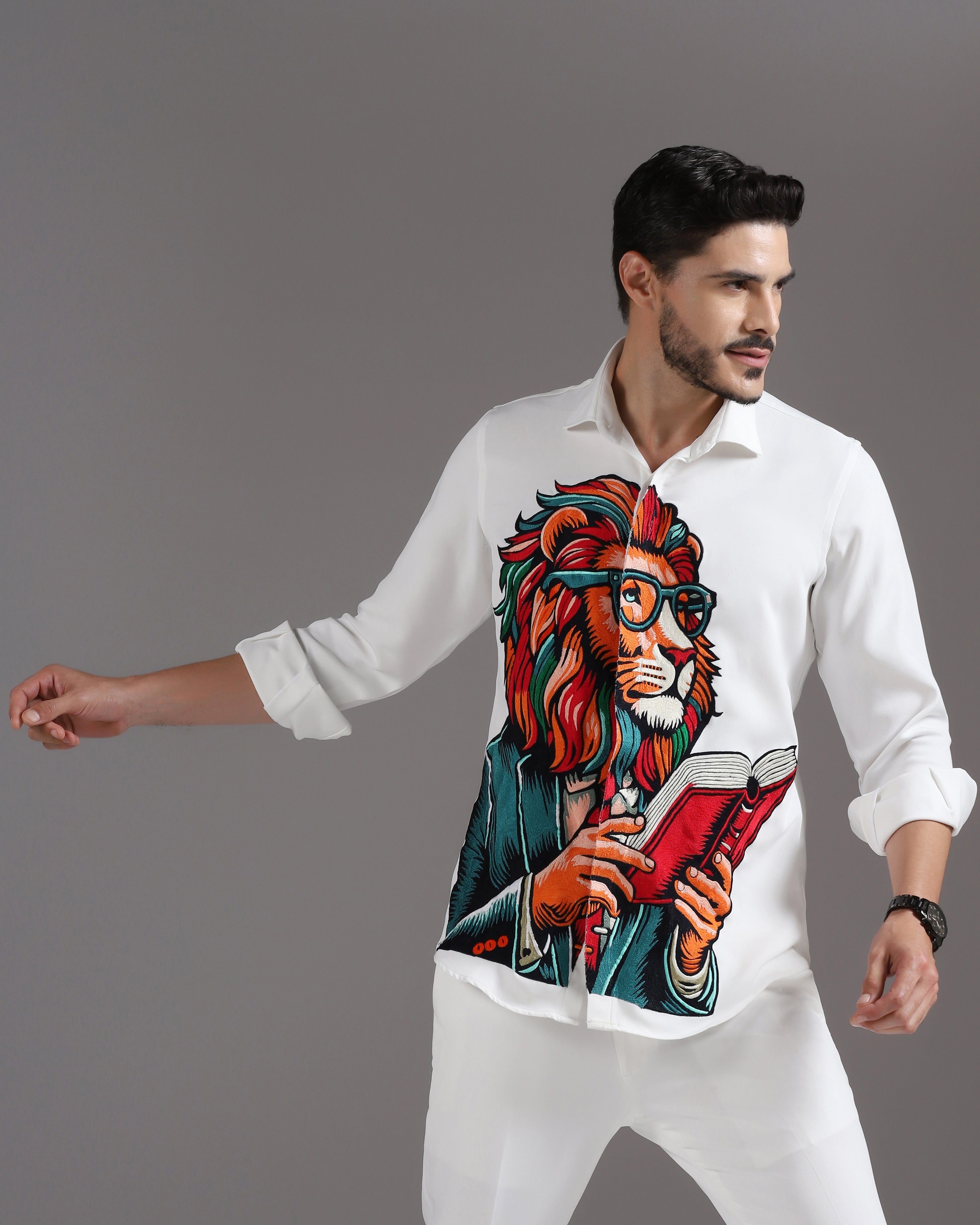 “The Scholar Lion” White Co-ord Set