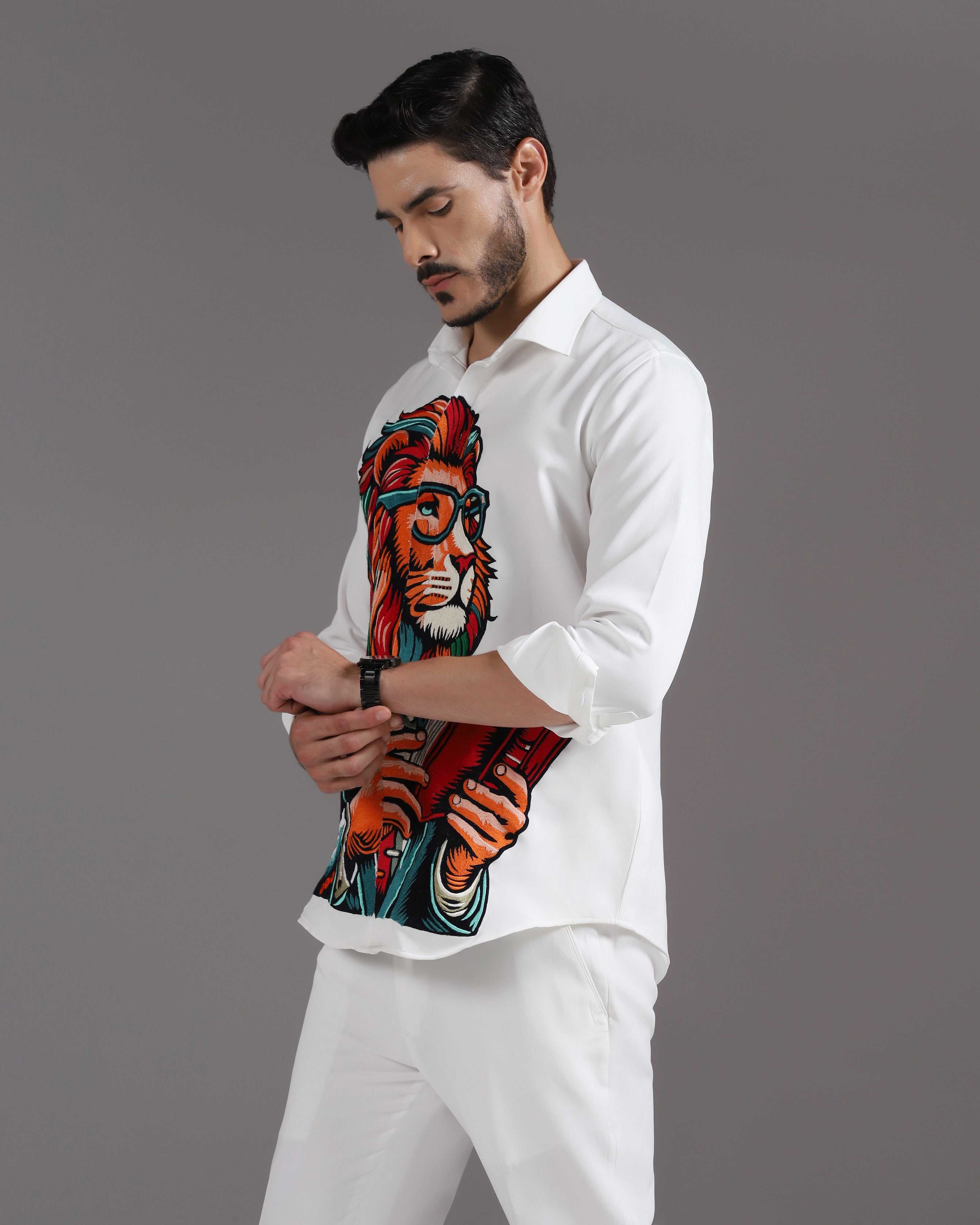 “The Scholar Lion” White Co-ord Set