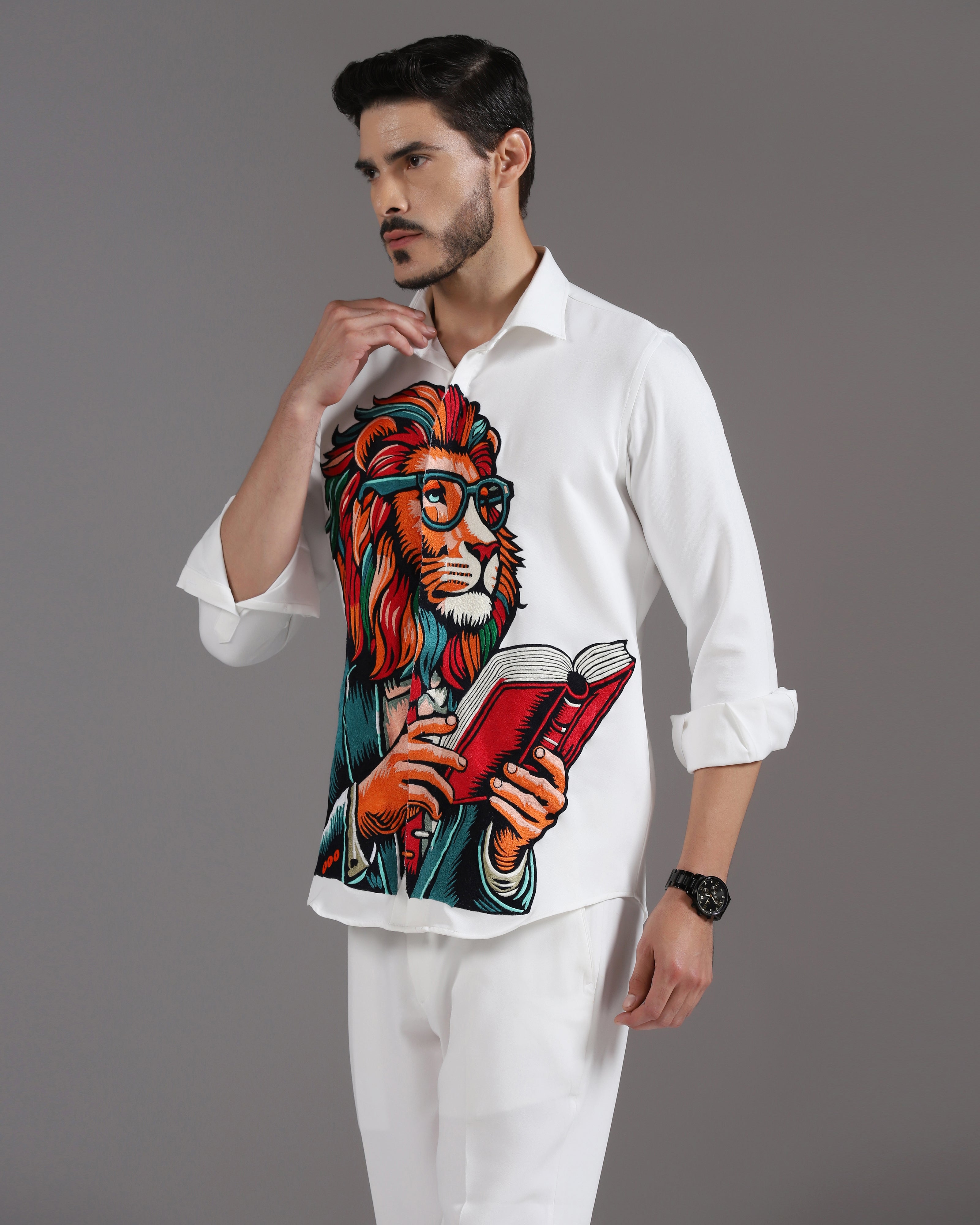 “The Scholar Lion” White Co-ord Set