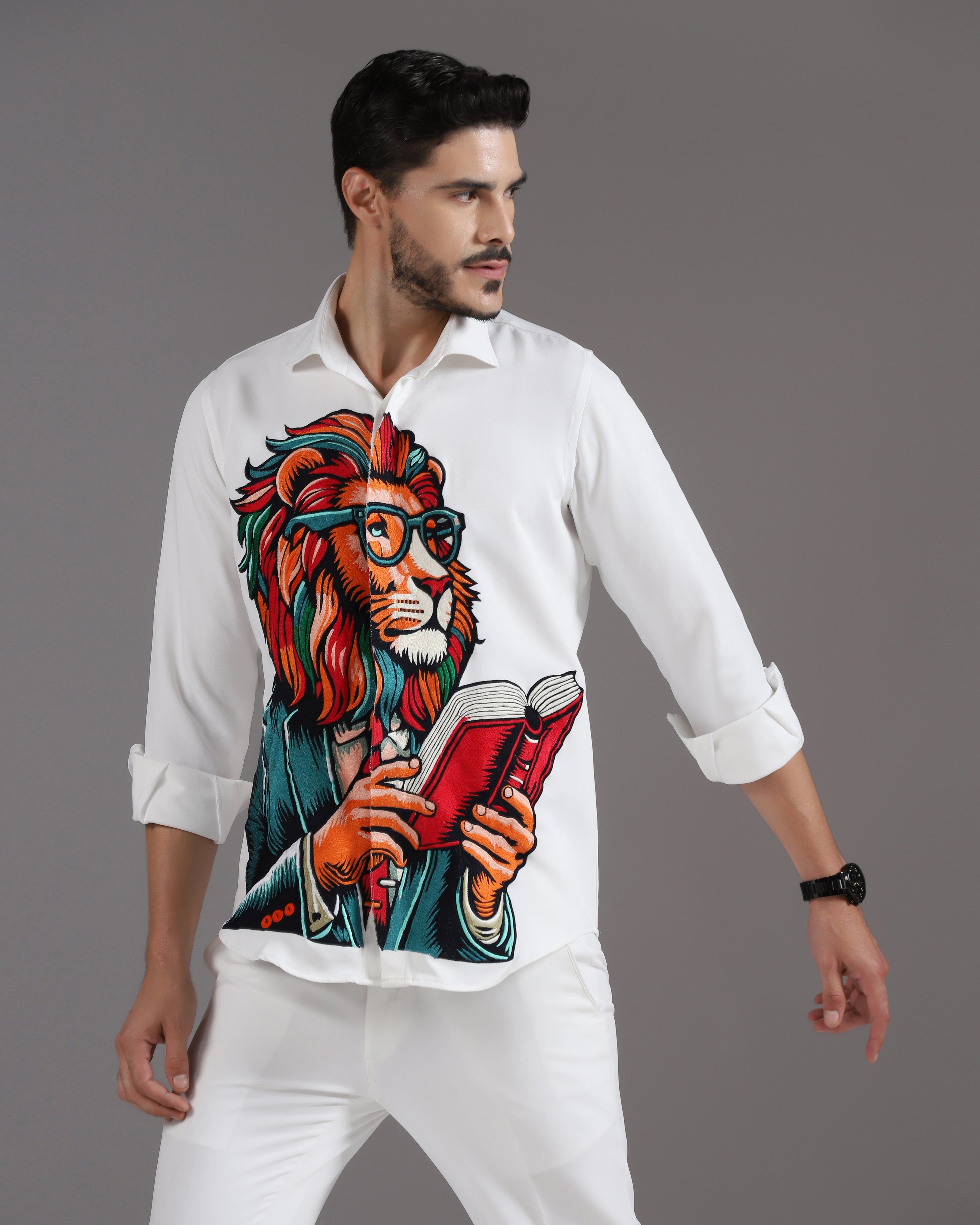 “The Scholar Lion” White Co-ord Set