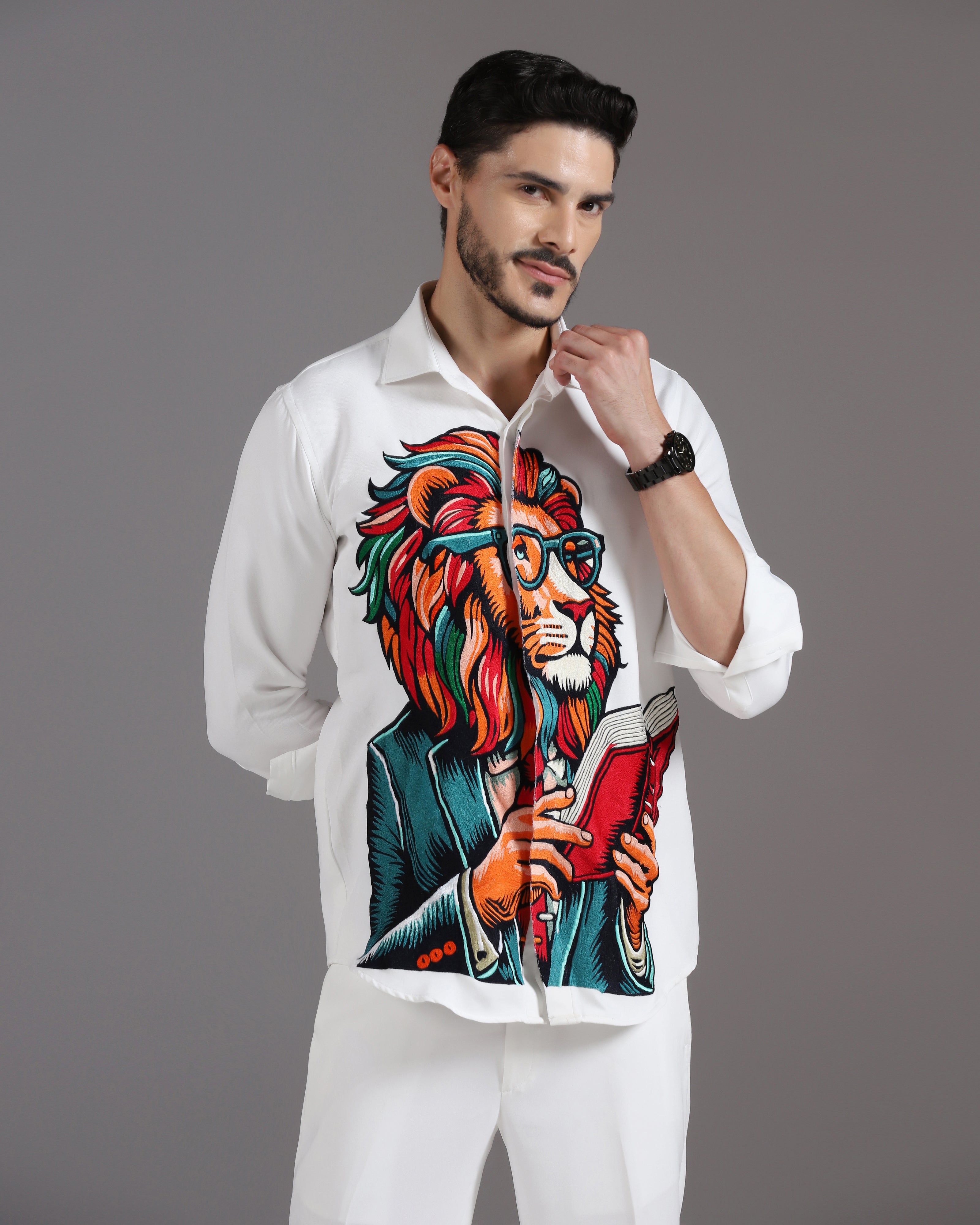 “The Scholar Lion” White Co-ord Set