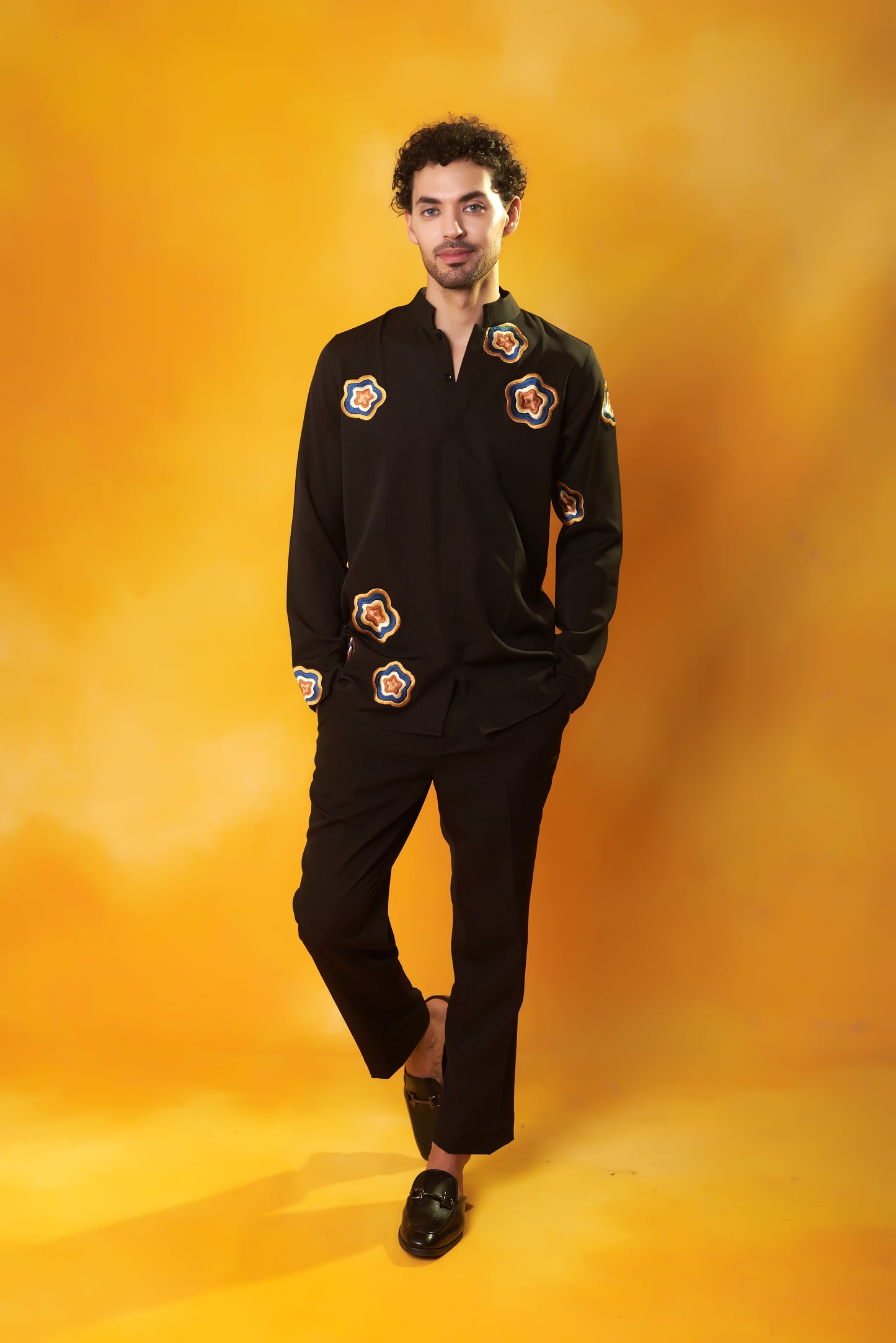 "Shyam Kala" Black Embroidered Crepe Co-ord Set