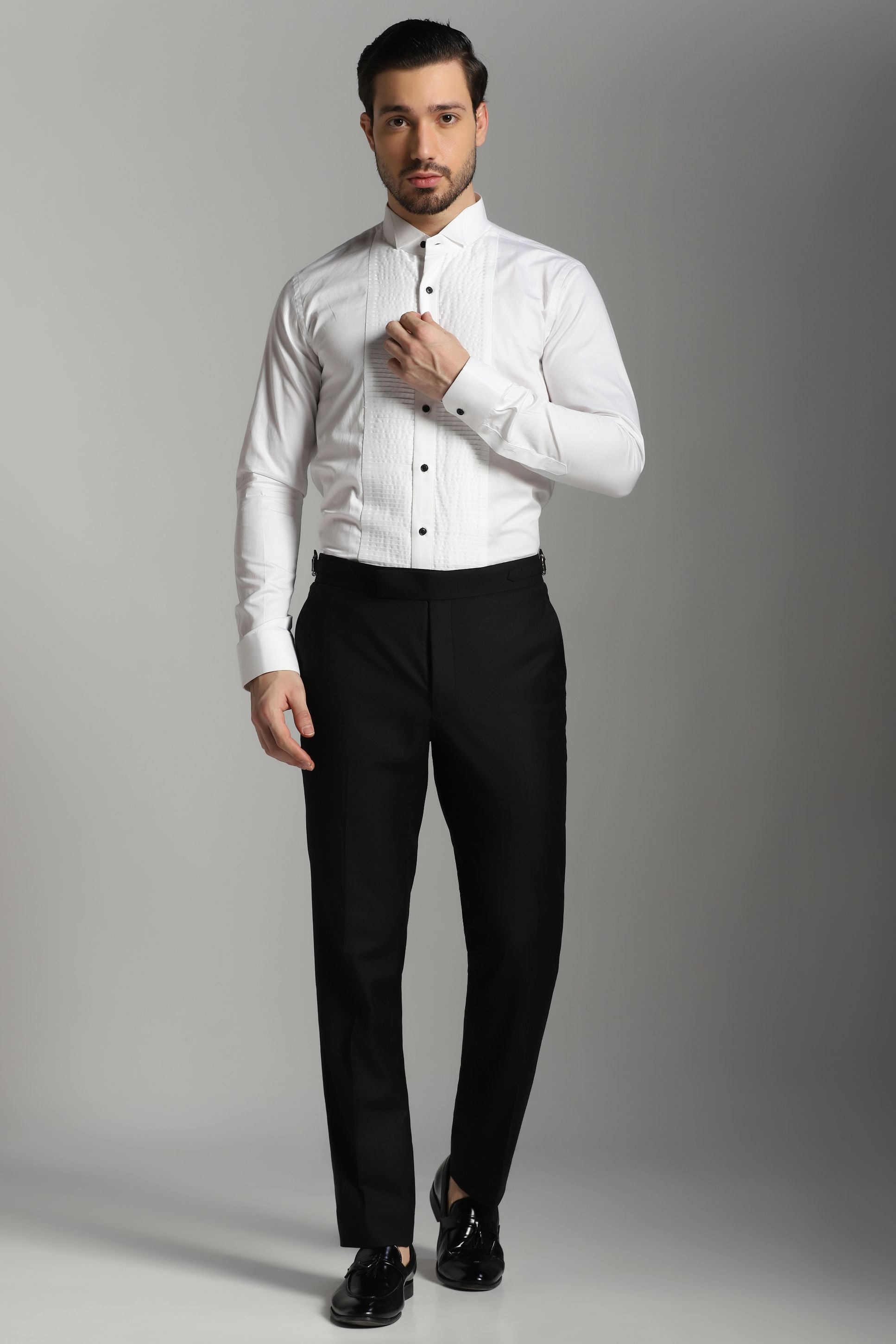 White pintucks Shirt For Tuxedo