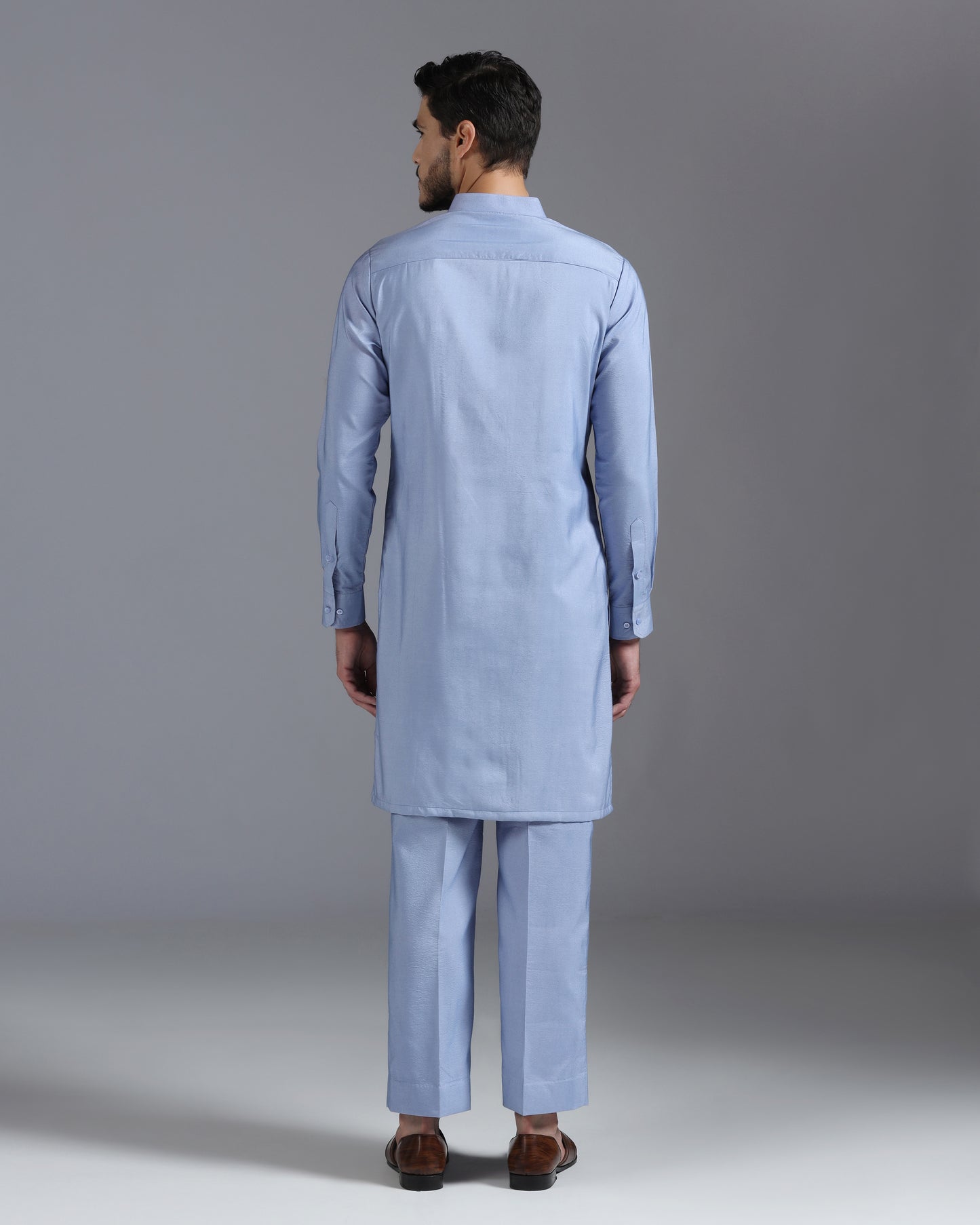 Powder Blue Hand-Embroidered Kurta Set