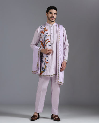 Lilac hand embroidered kurta set Indian festive | Bhavya Bhasin Couture