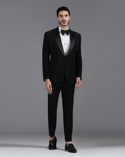 Black Tuxedo with 3D Cutdaana and Crystal Embroidery