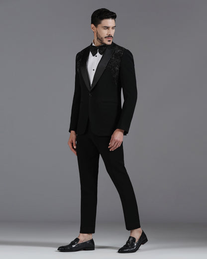 Black Tuxedo with 3D Cutdaana and Crystal Embroidery