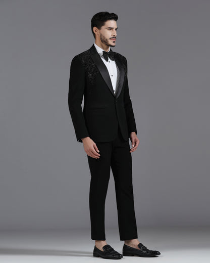 Black Tuxedo with 3D Cutdaana and Crystal Embroidery