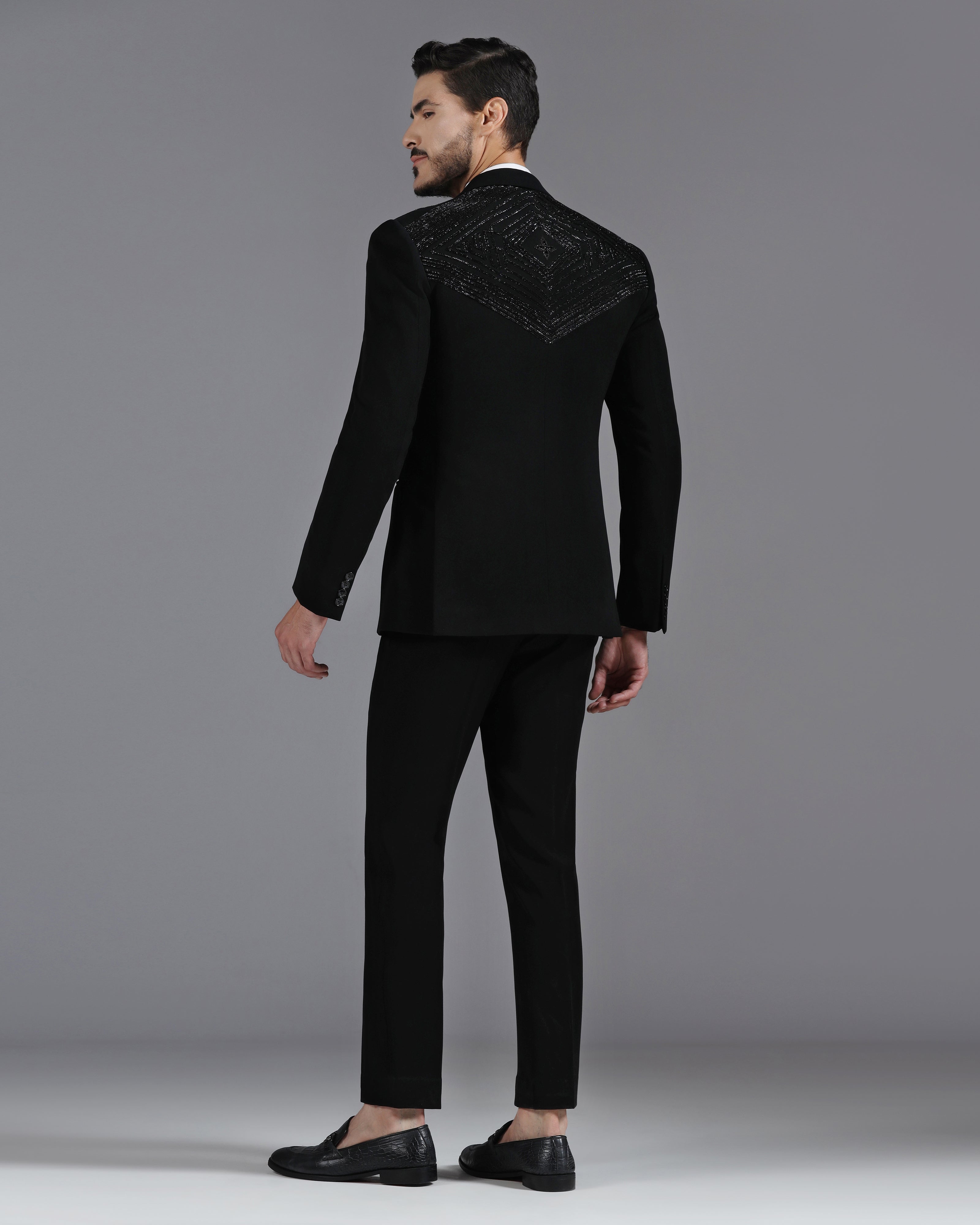 Black Tuxedo with 3D Cutdaana and Crystal Embroidery