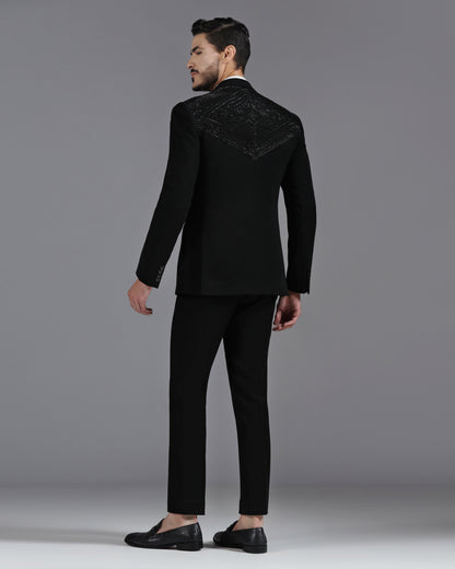 Black Tuxedo with 3D Cutdaana and Crystal Embroidery