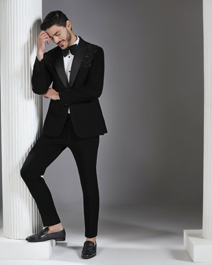 Black Tuxedo with 3D Cutdaana and Crystal Embroidery