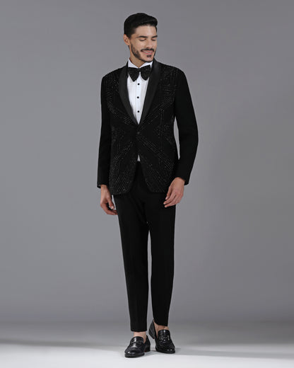 Black Tuxedo with 3D Cutdaana Embroidery