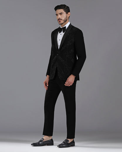 Black Tuxedo with 3D Cutdaana Embroidery