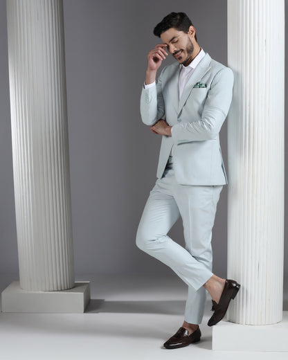 Icy Mint Pintuck-Detail 2-Piece Suit