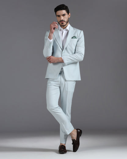 Icy Mint Pintuck-Detail 2-Piece Suit