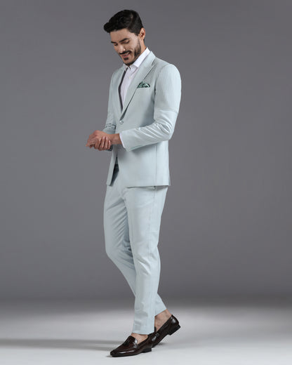 Icy Mint Pintuck-Detail 2-Piece Suit
