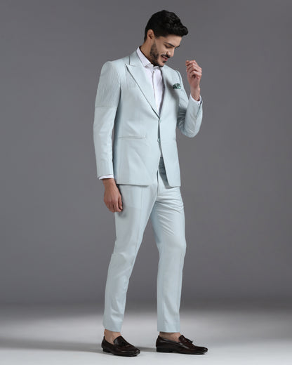 Icy Mint Pintuck-Detail 2-Piece Suit