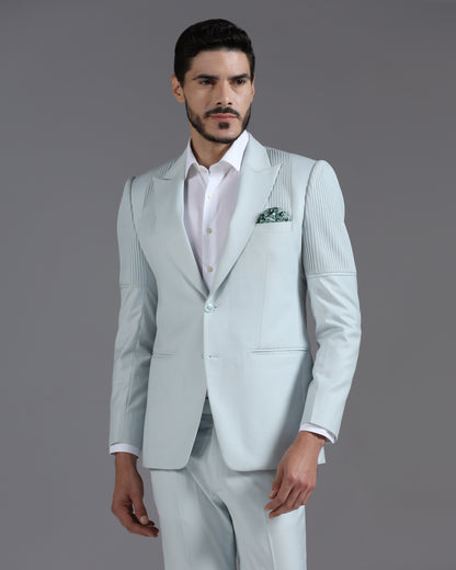Icy Mint Pintuck-Detail 2-Piece Suit