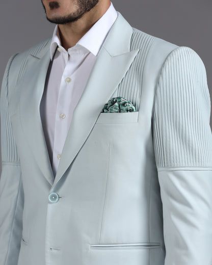 Icy Mint Pintuck-Detail 2-Piece Suit
