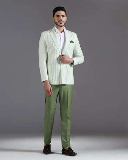 Mint olive pintuck fusion suit Indian formal | Bhavya Bhasin Couture