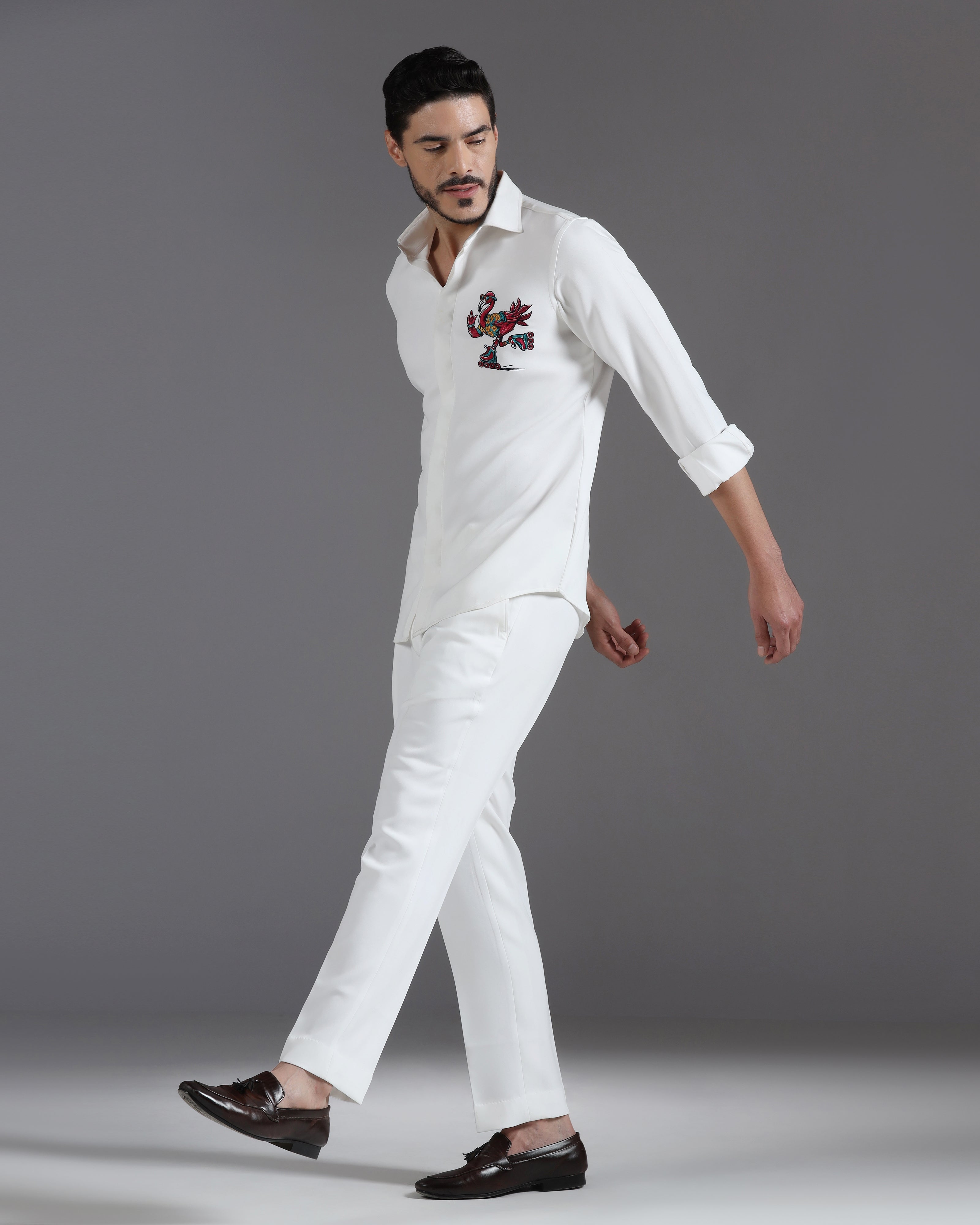 “Roller Bird” White Co-ord Set
