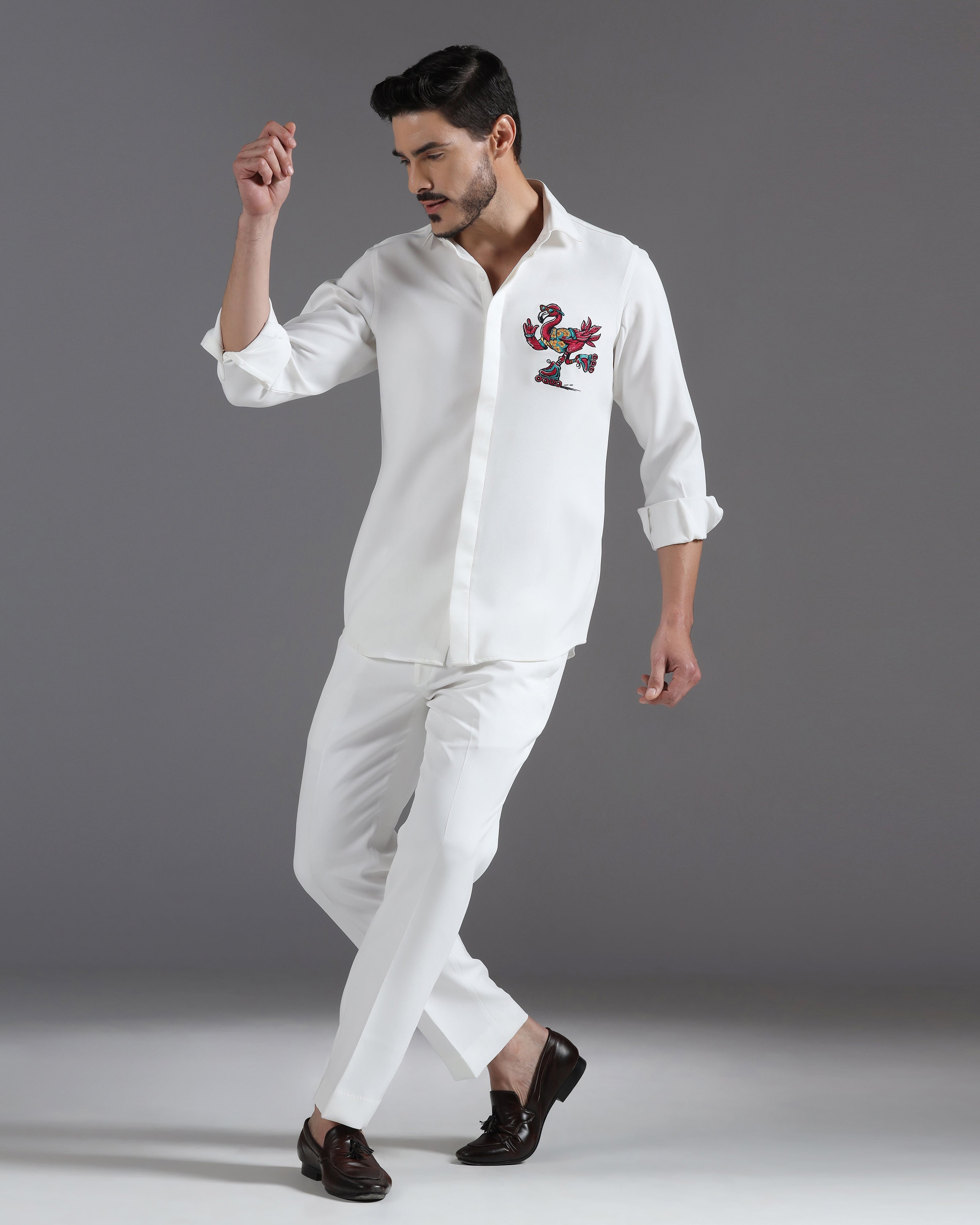 “Roller Bird” White Co-ord Set