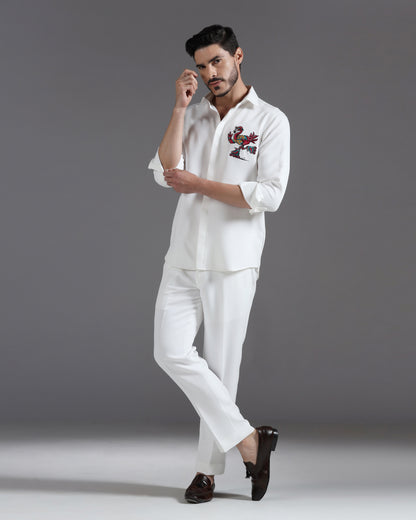 “Roller Bird” White Co-ord Set